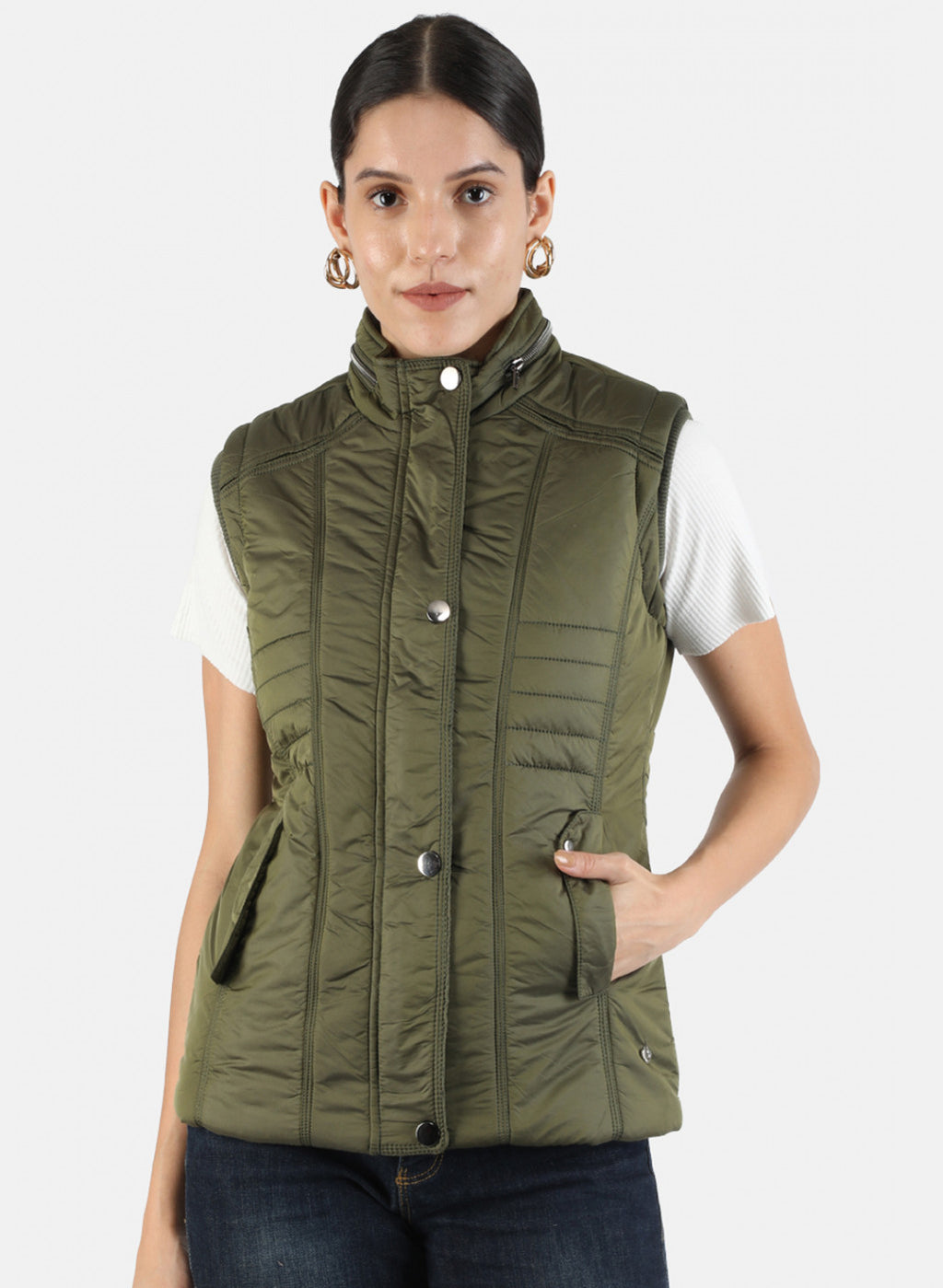 Women Green Solid Jacket