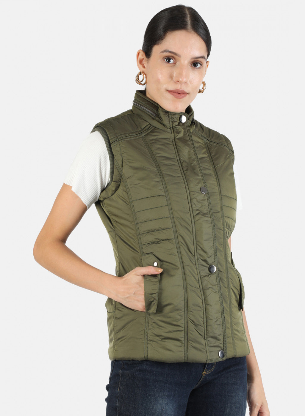 Women Green Solid Jacket