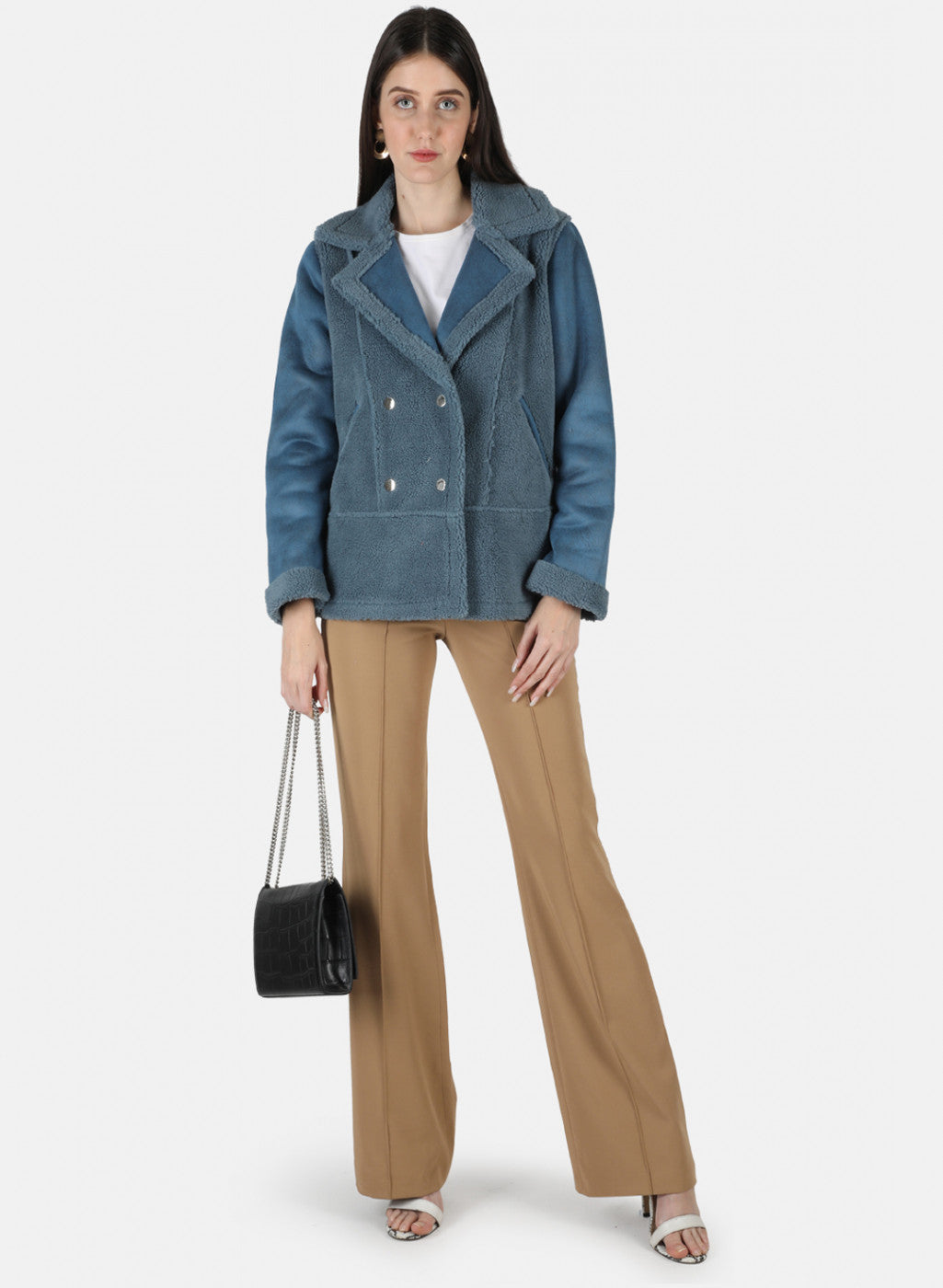 Women Blue Solid Jacket