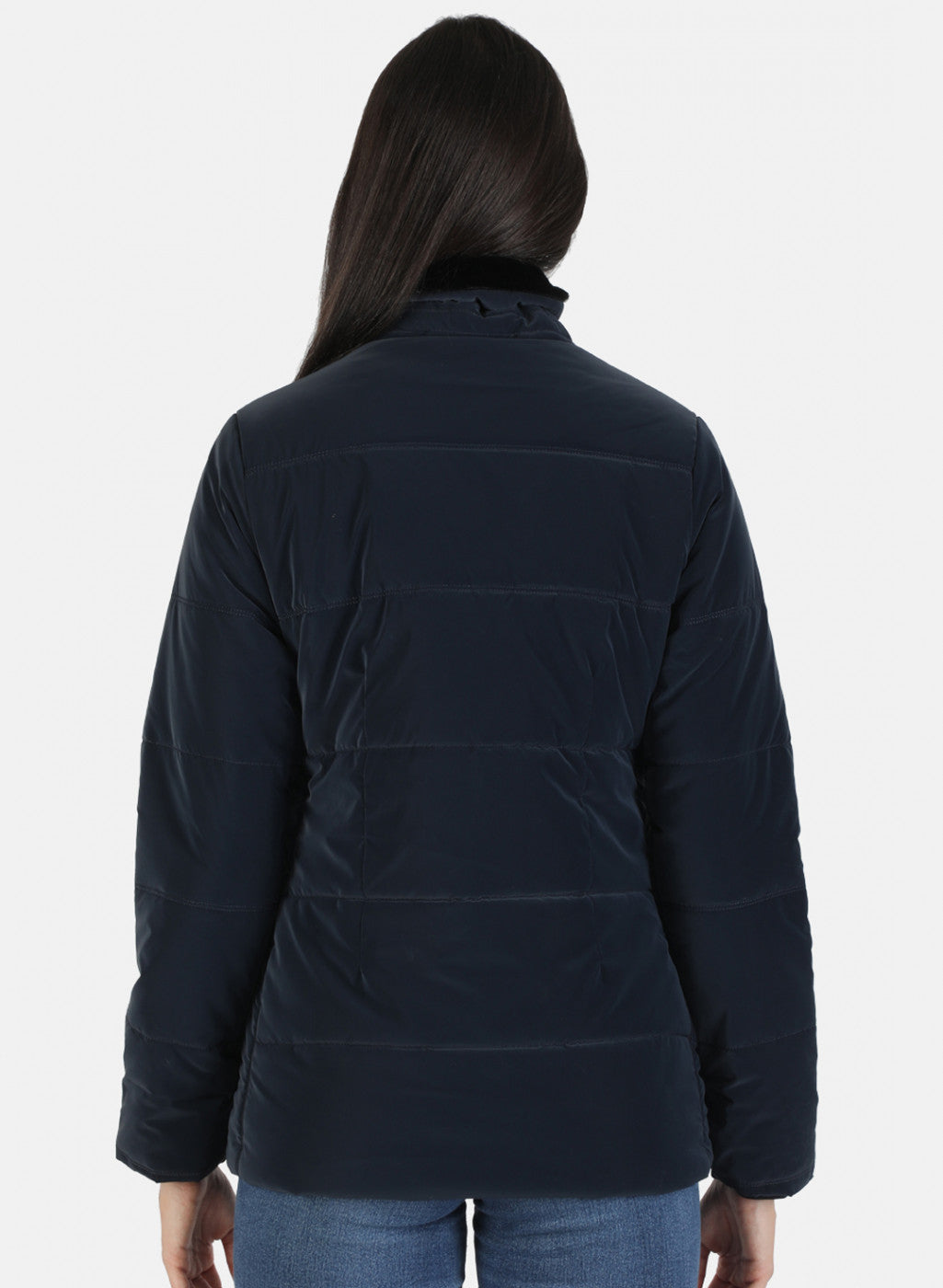 Women Navy Blue Solid Jacket