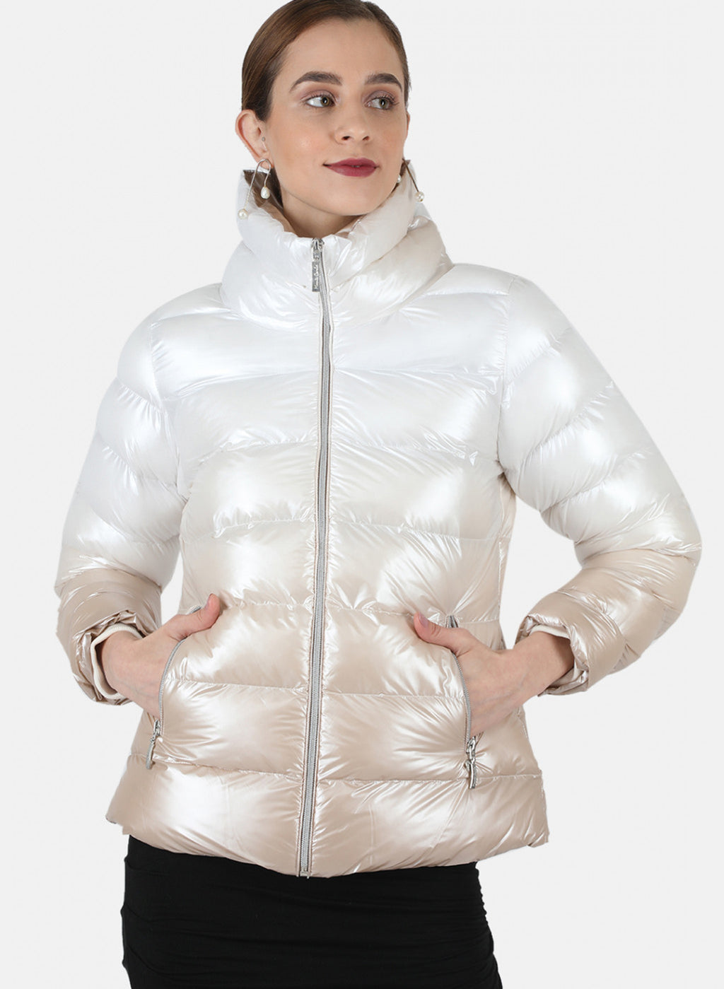 Women Beige Zig-Zag Jacket