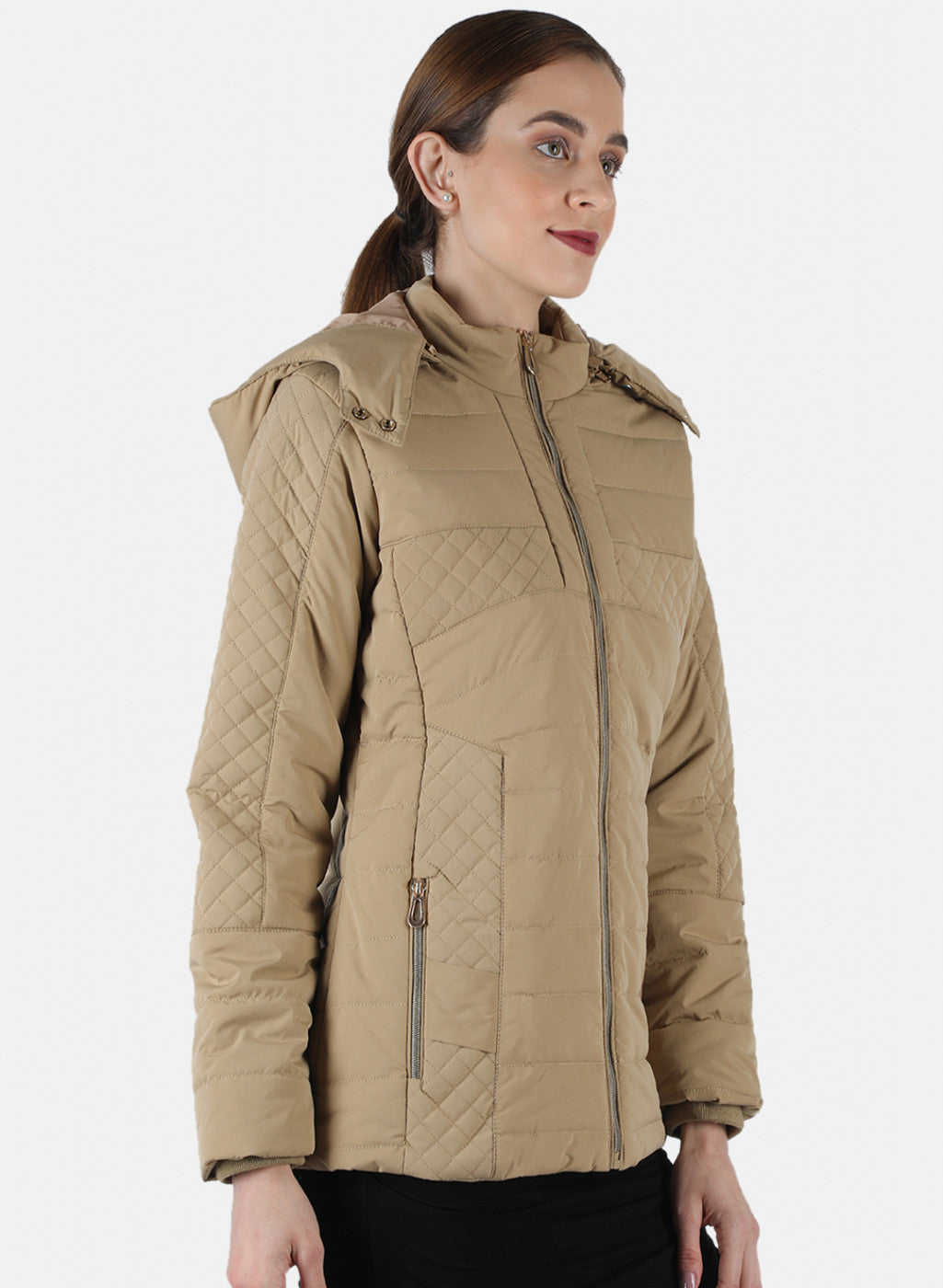 Women Beige Solid Jacket