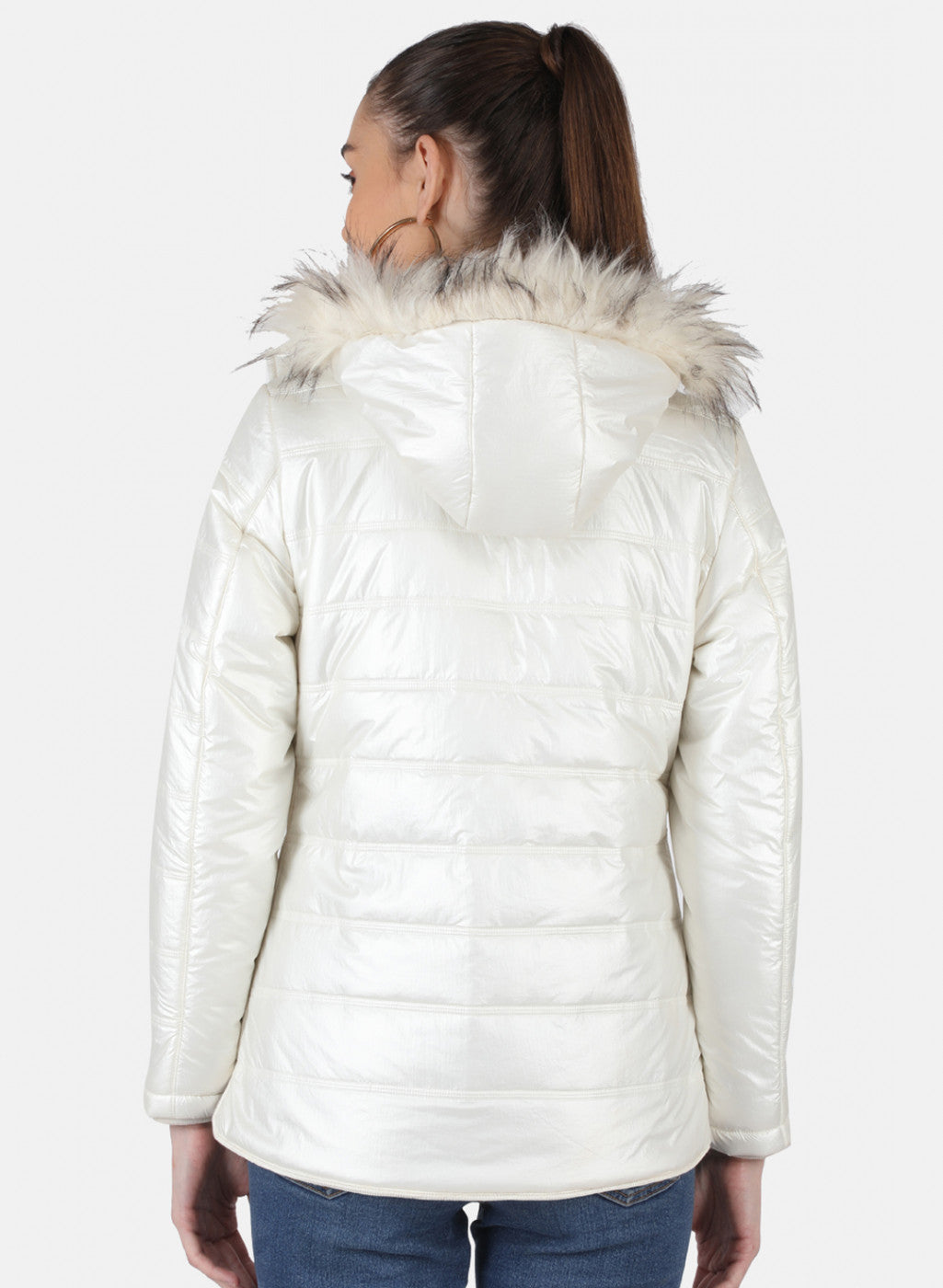 Women Off White Solid Jacket