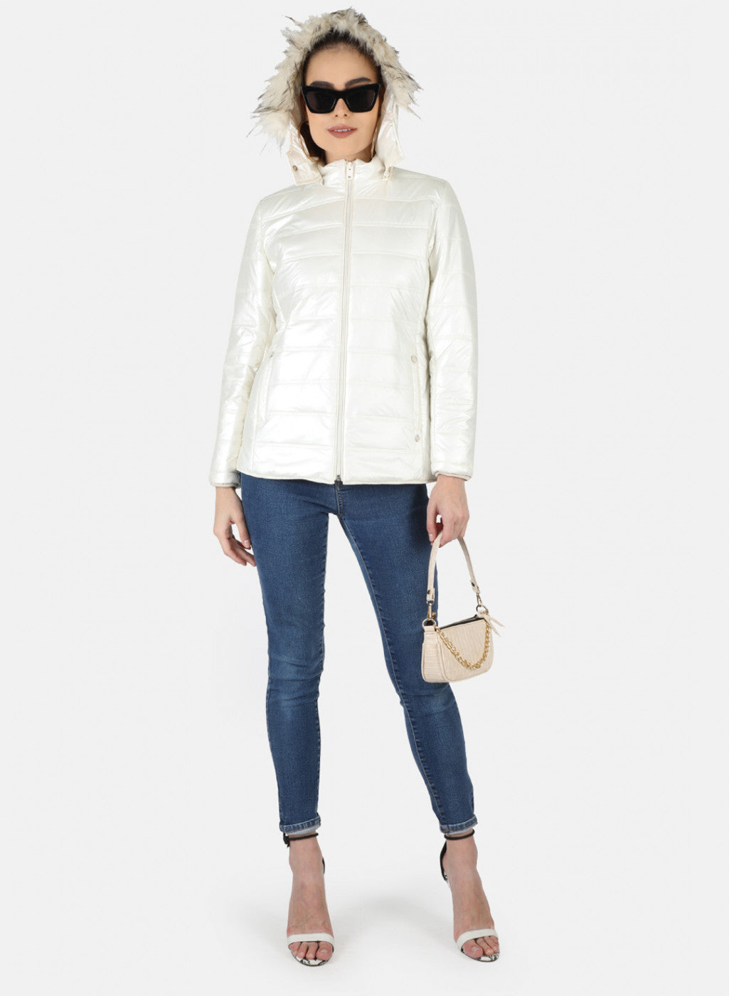 Women Off White Solid Jacket