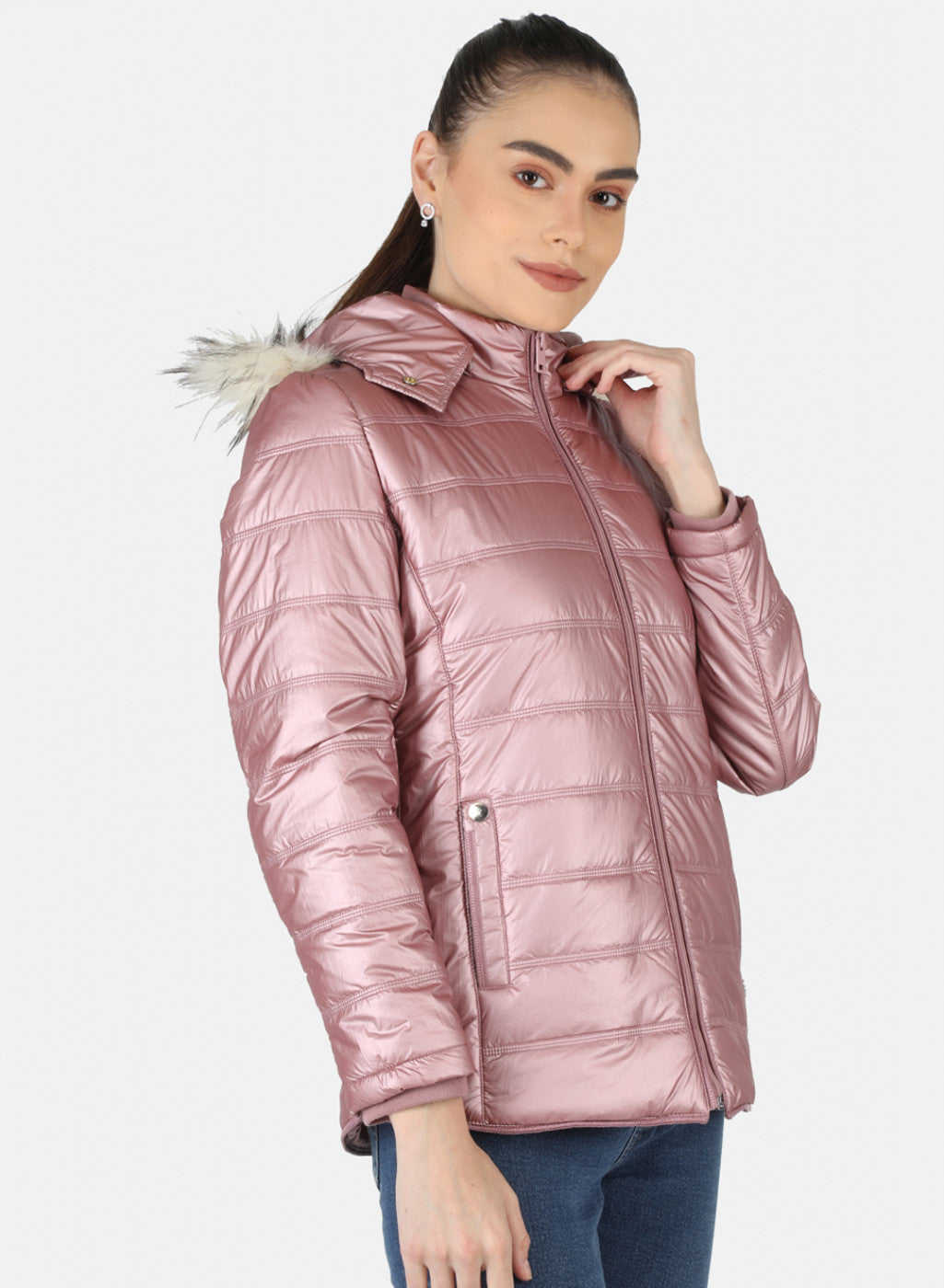 Women Pink Solid Jacket