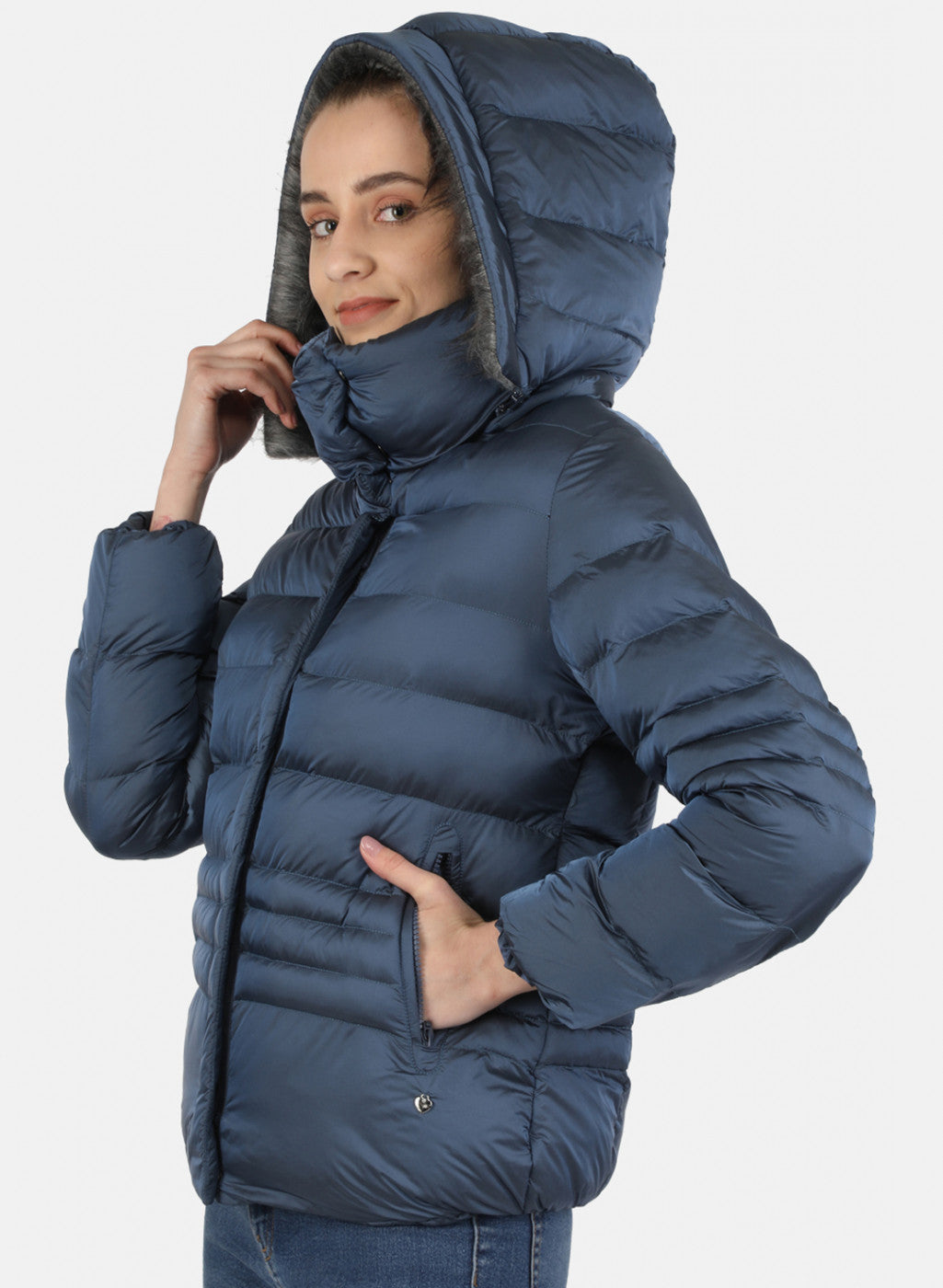 Women Blue Solid Jacket