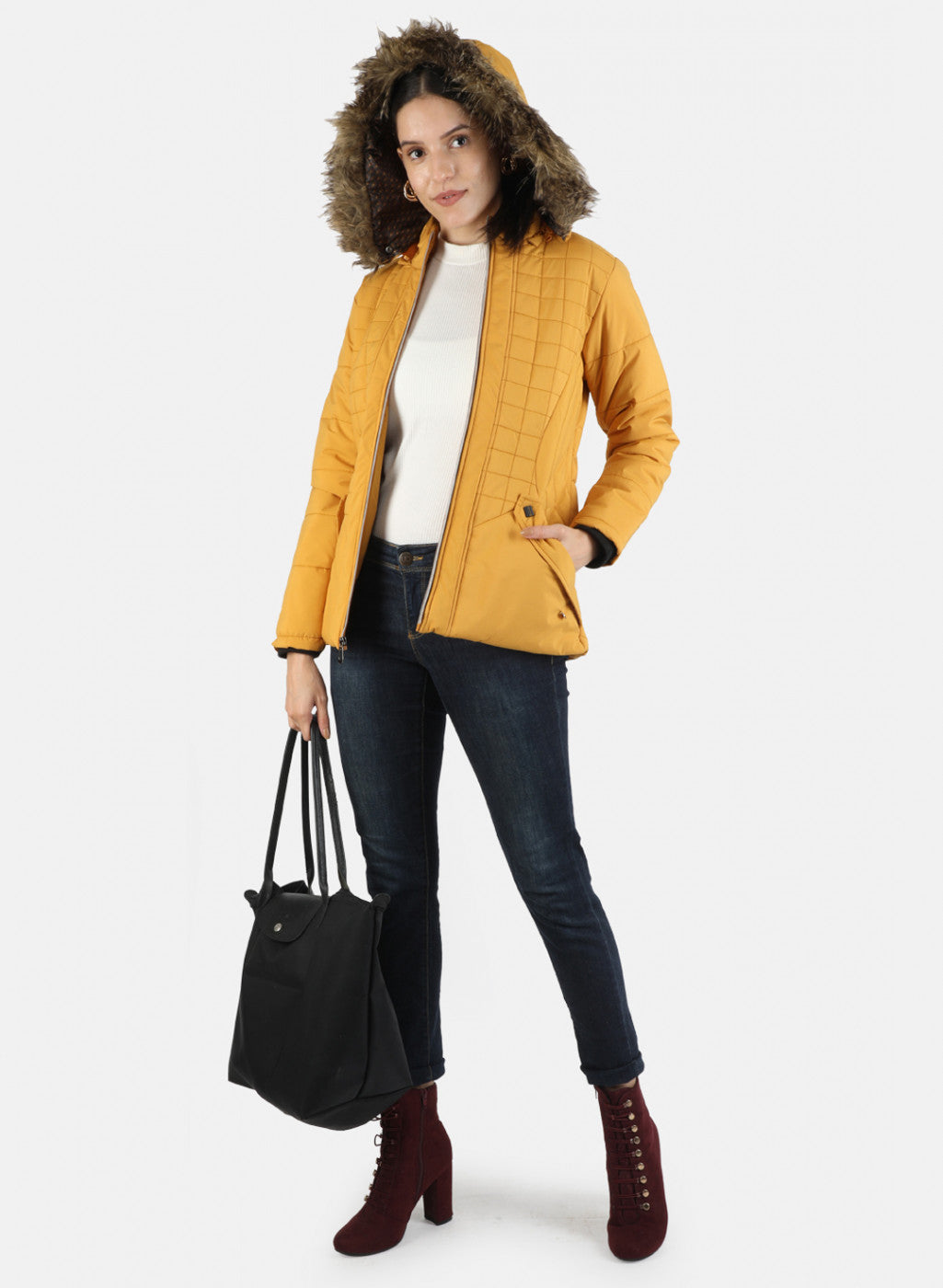 Women Mustard Solid Jacket