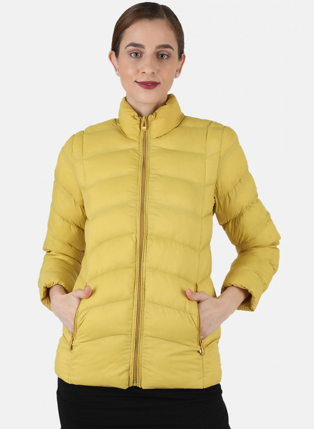 Women Mustard Solid Jacket