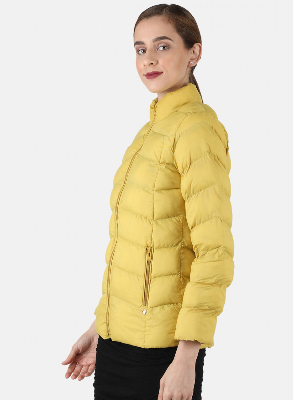 Women Mustard Solid Jacket
