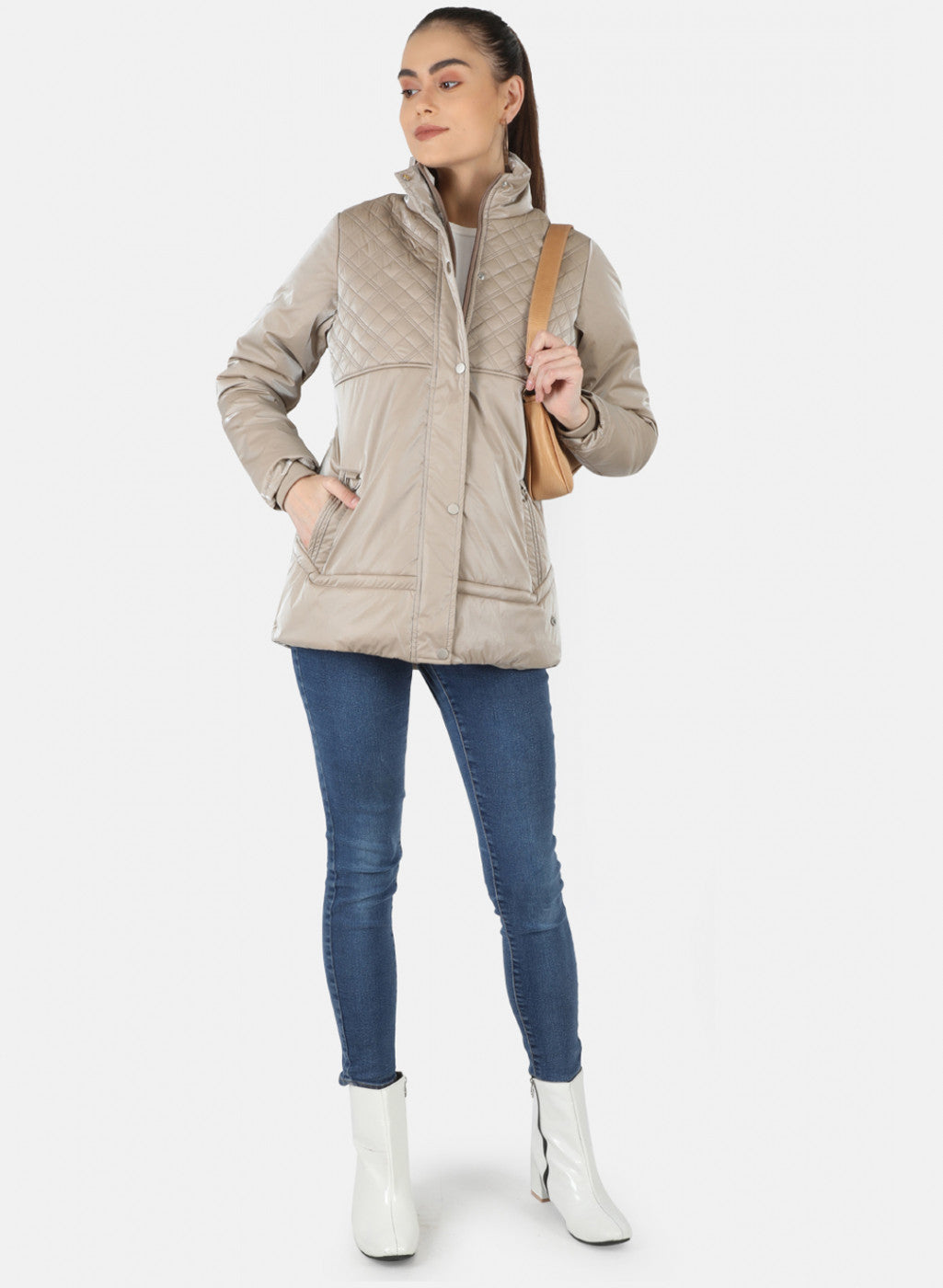 Women Beige Solid Jacket