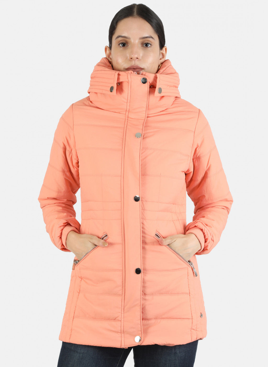 Women Peach Solid Jacket