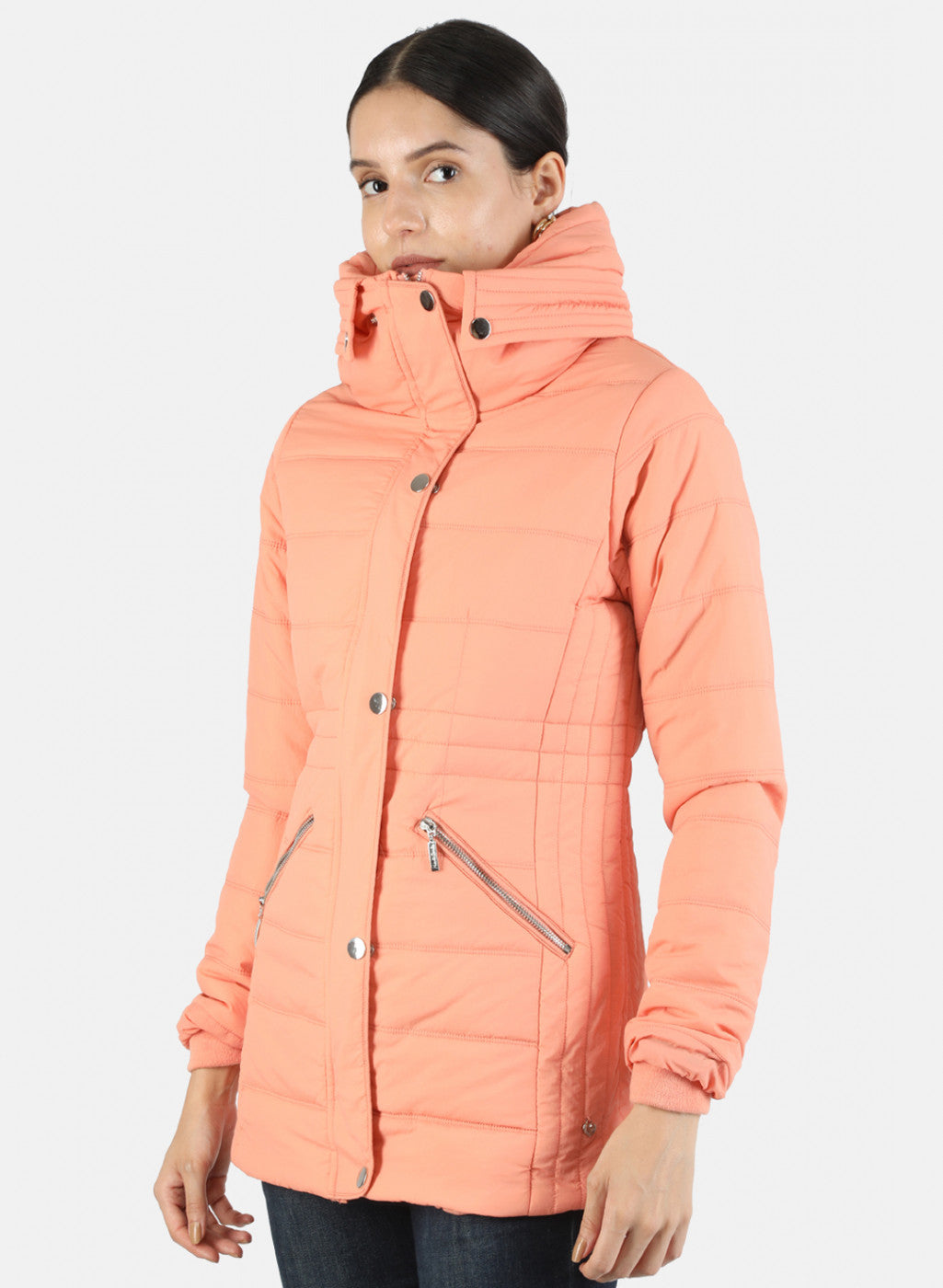 Women Peach Solid Jacket