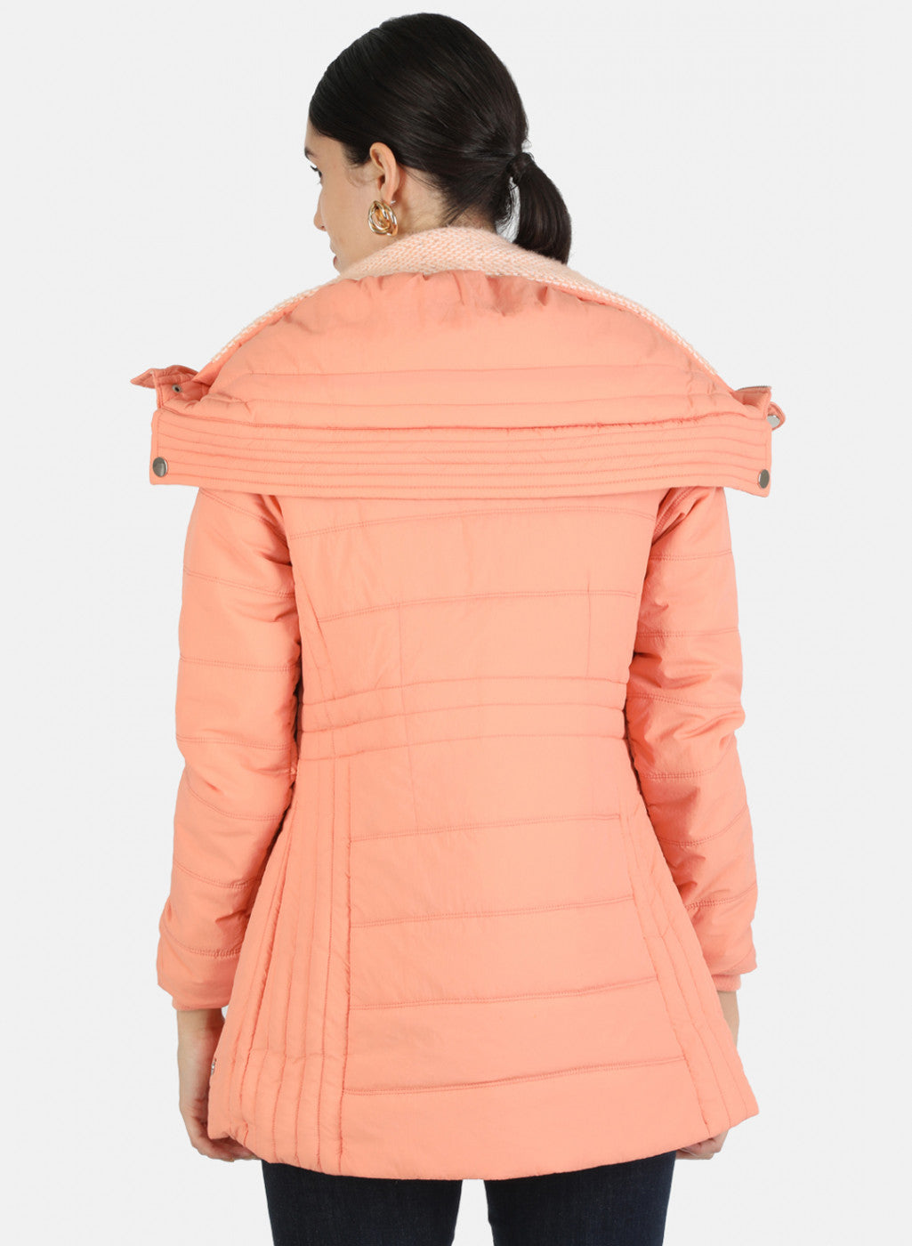 Women Peach Solid Jacket