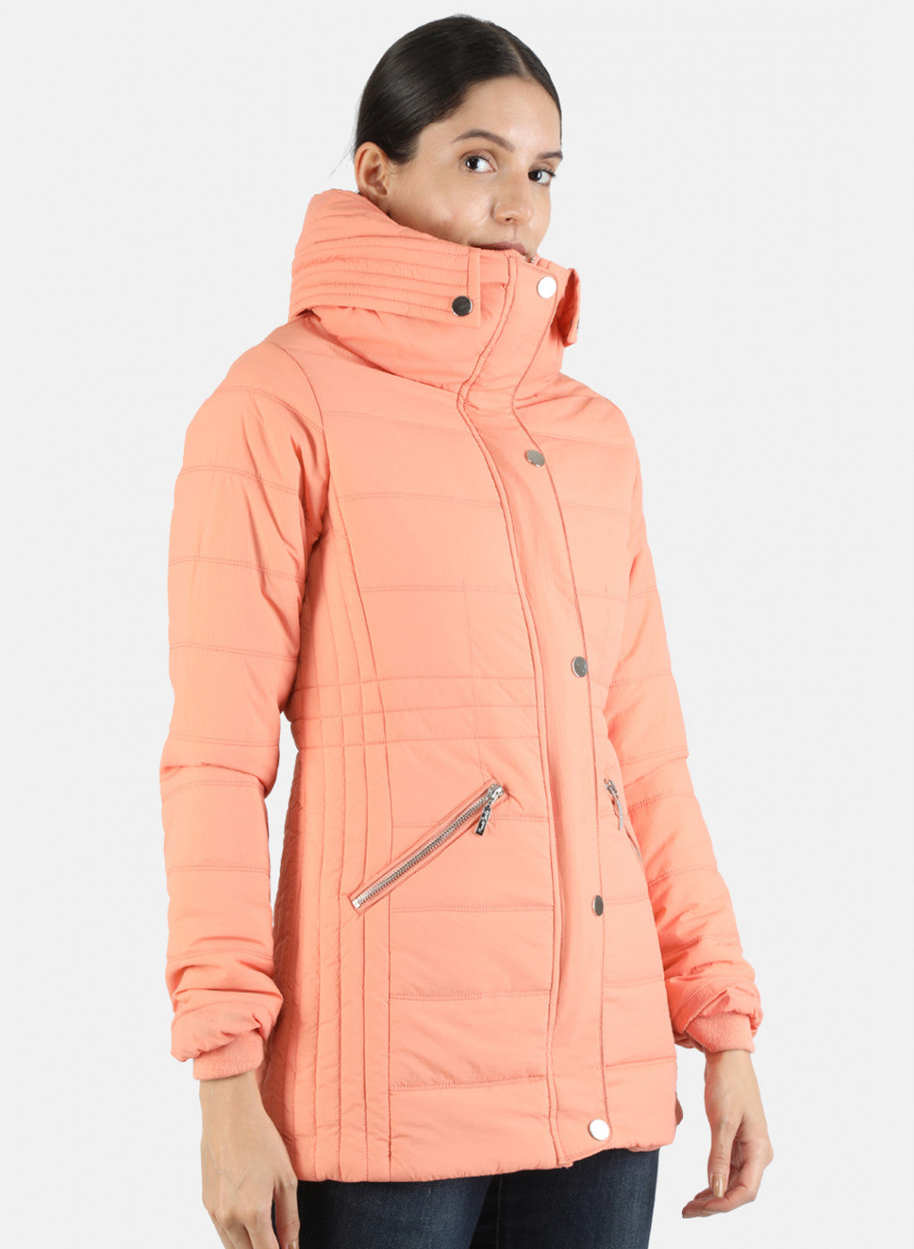 Women Peach Solid Jacket