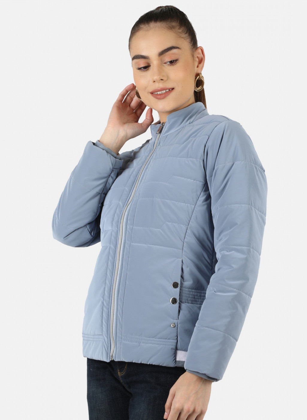 Women Blue Solid Jacket