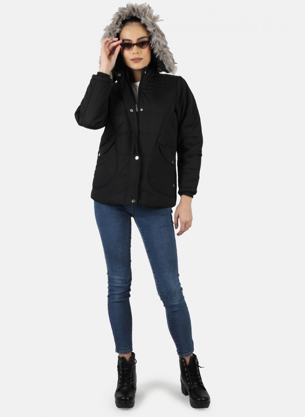 Women Black Solid Jacket