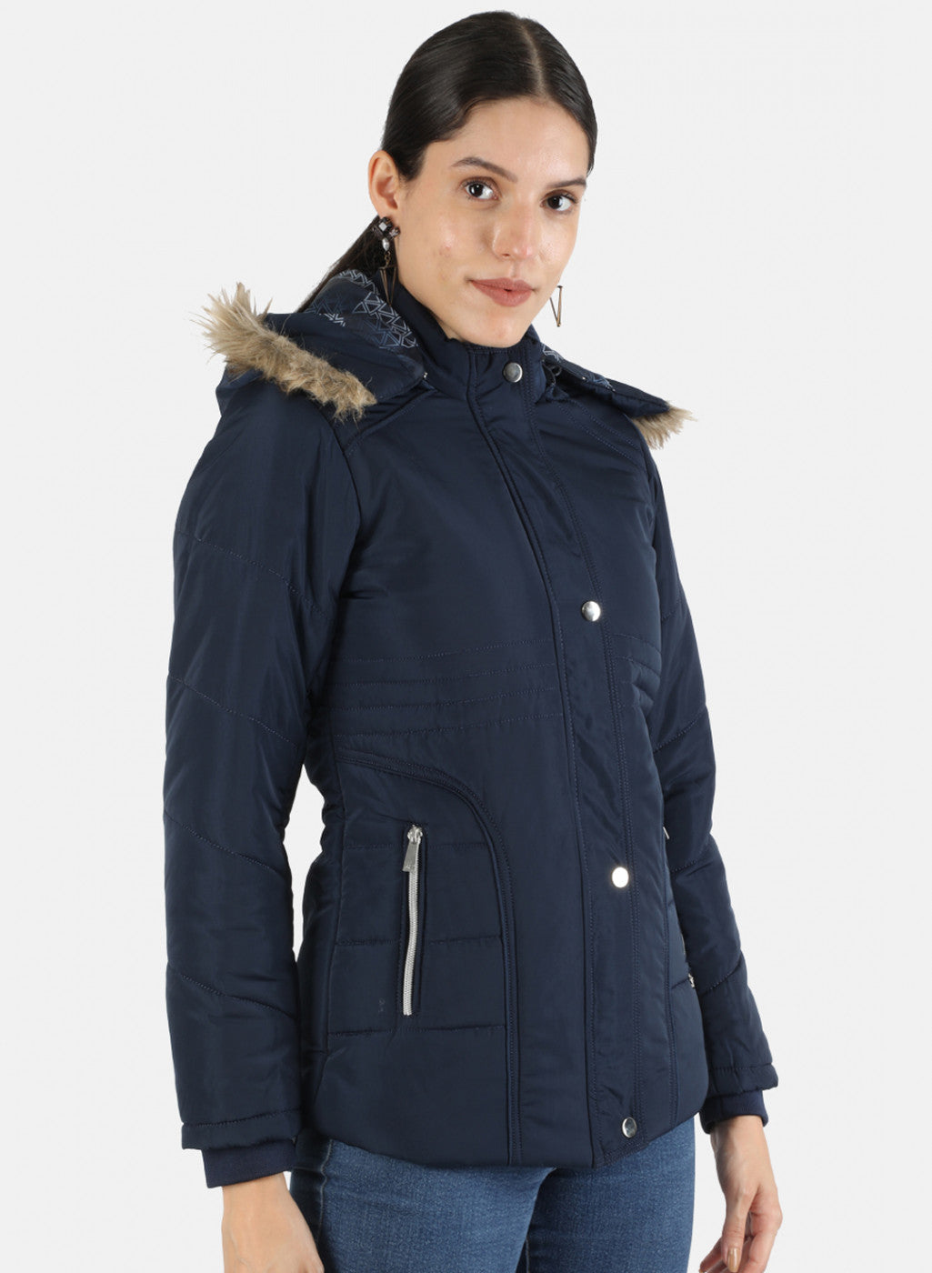 Women Blue Solid Jacket