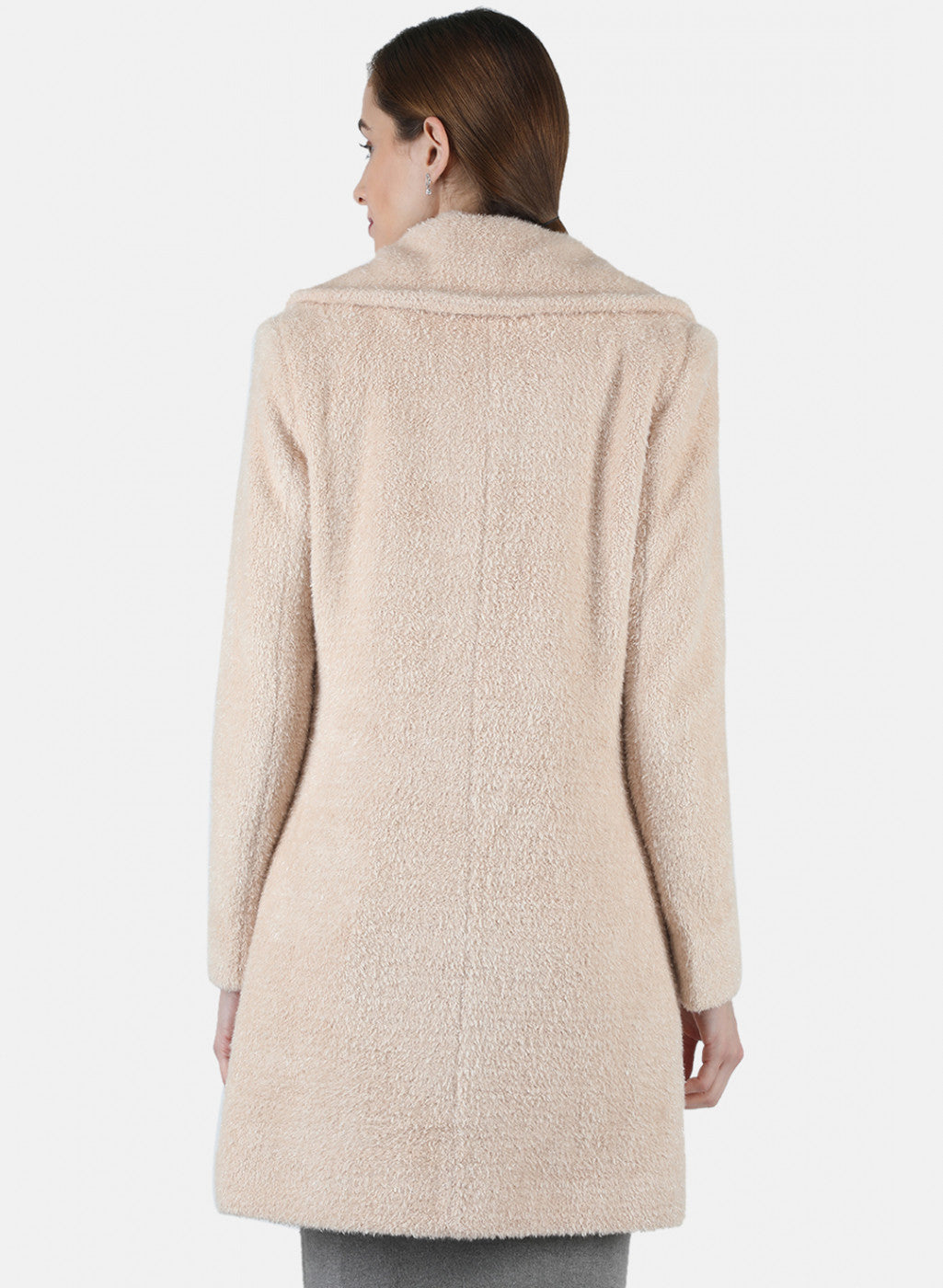 Women Beige Solid Coat