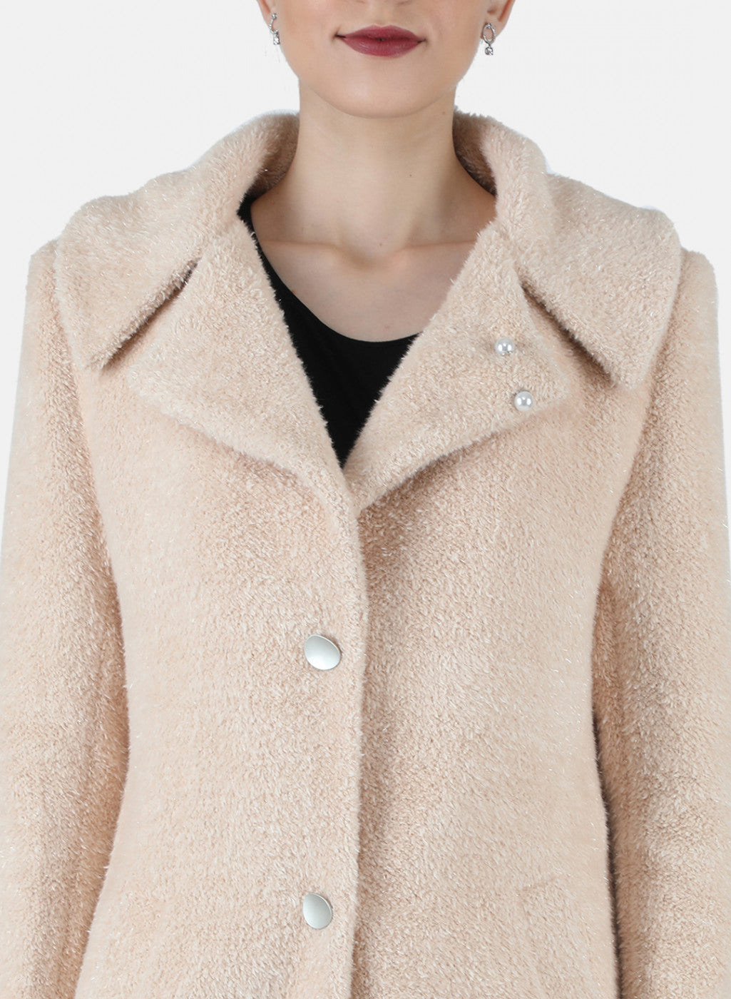 Women Beige Solid Coat
