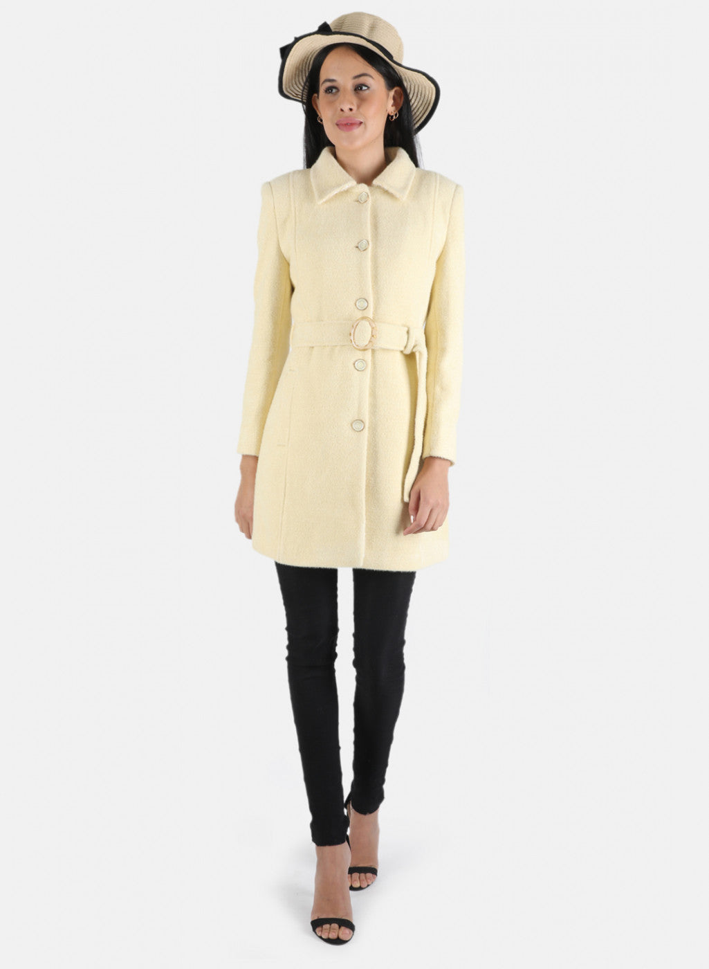 Women Yellow Solid Coat
