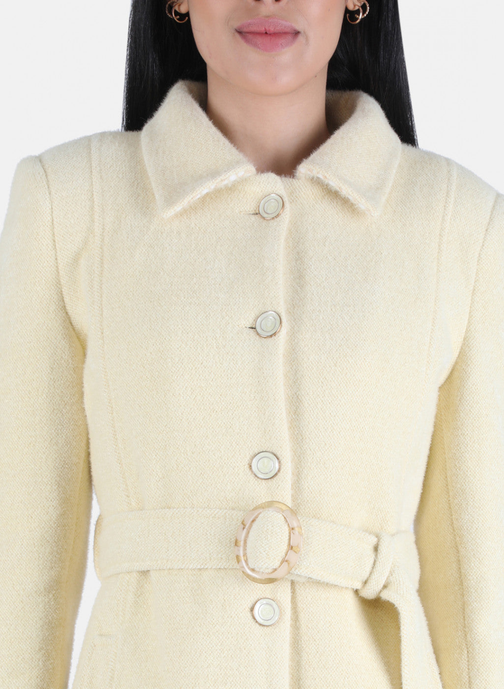 Women Yellow Solid Coat