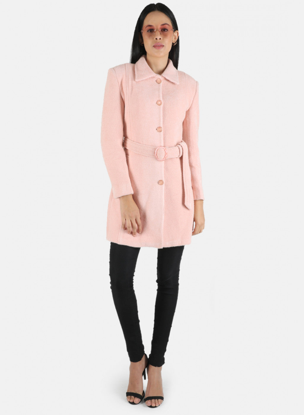 Women Pink Solid Coat
