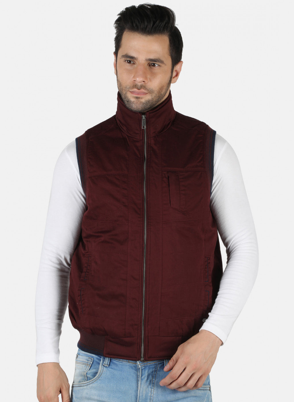 Men Purple Solid Jacket