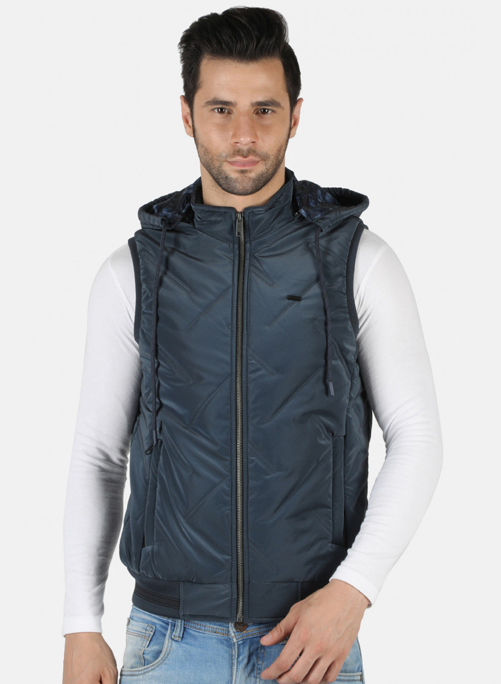 Men NAvy Blue Solid Jacket