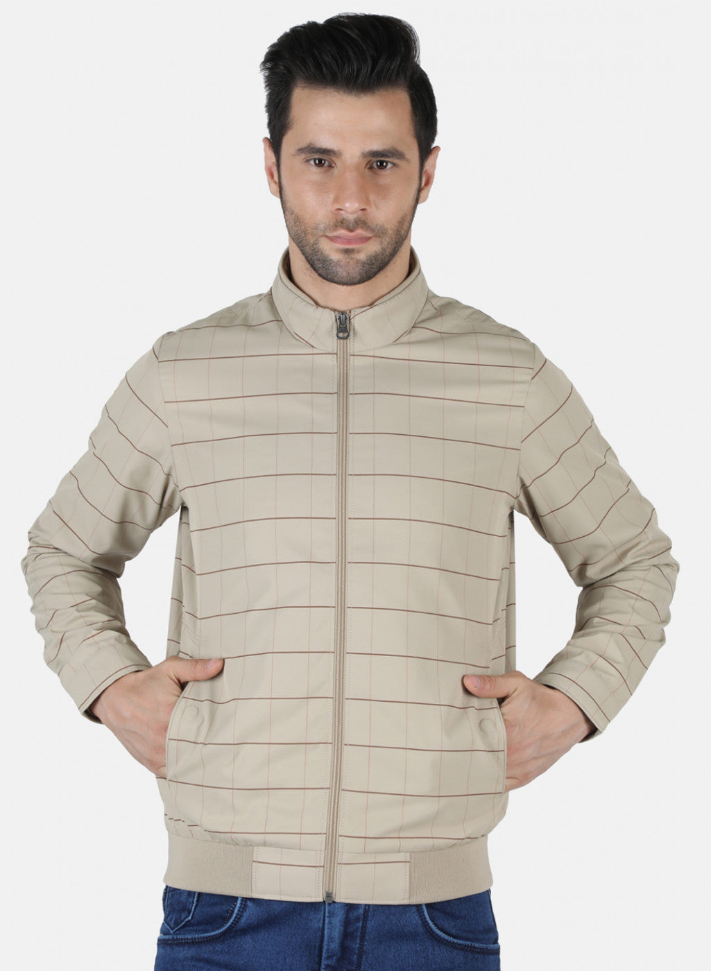 Men Beige Printed Jacket
