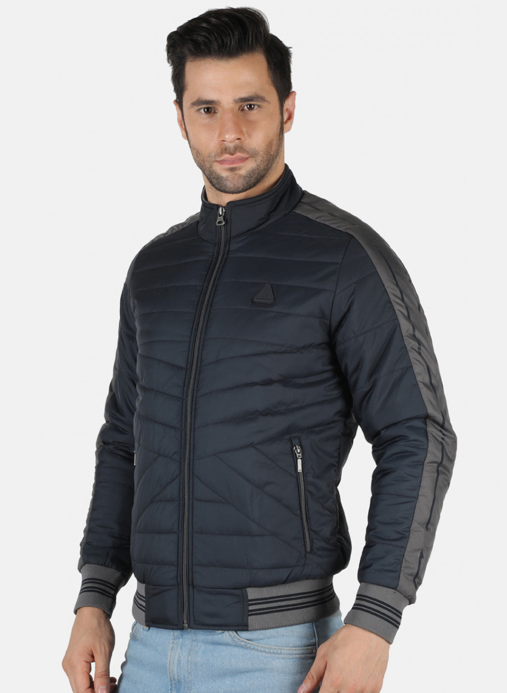 Men NAvy Blue Solid Jacket