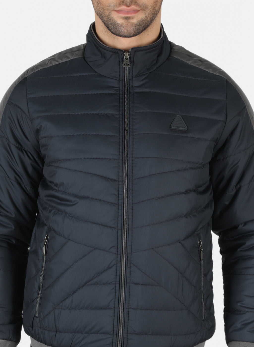 Men NAvy Blue Solid Jacket