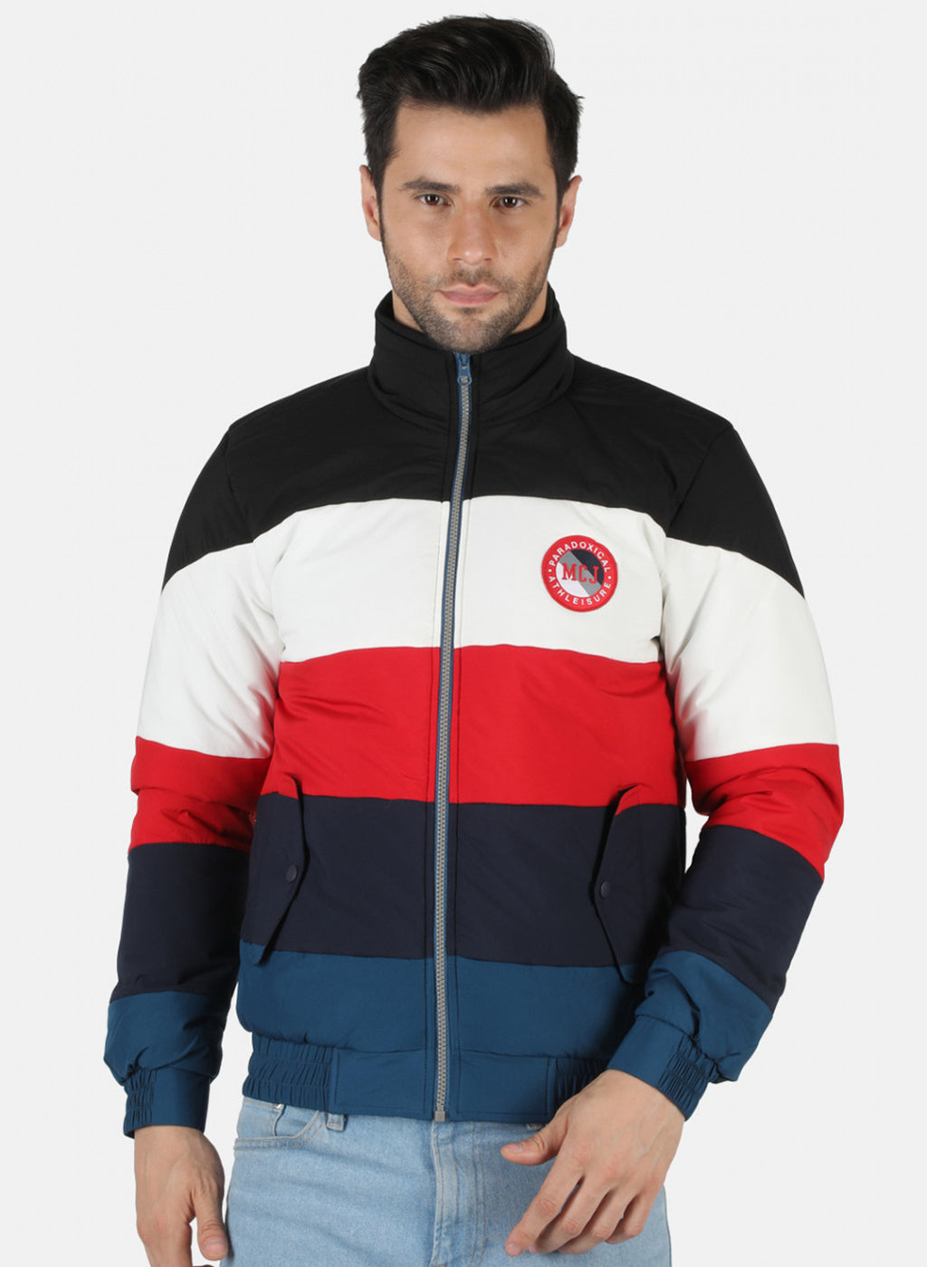 Men Blue Printed Jacket
