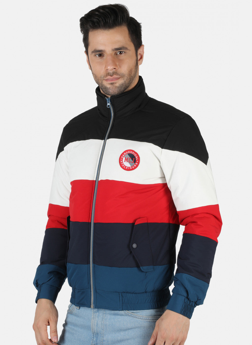Men Blue Printed Jacket