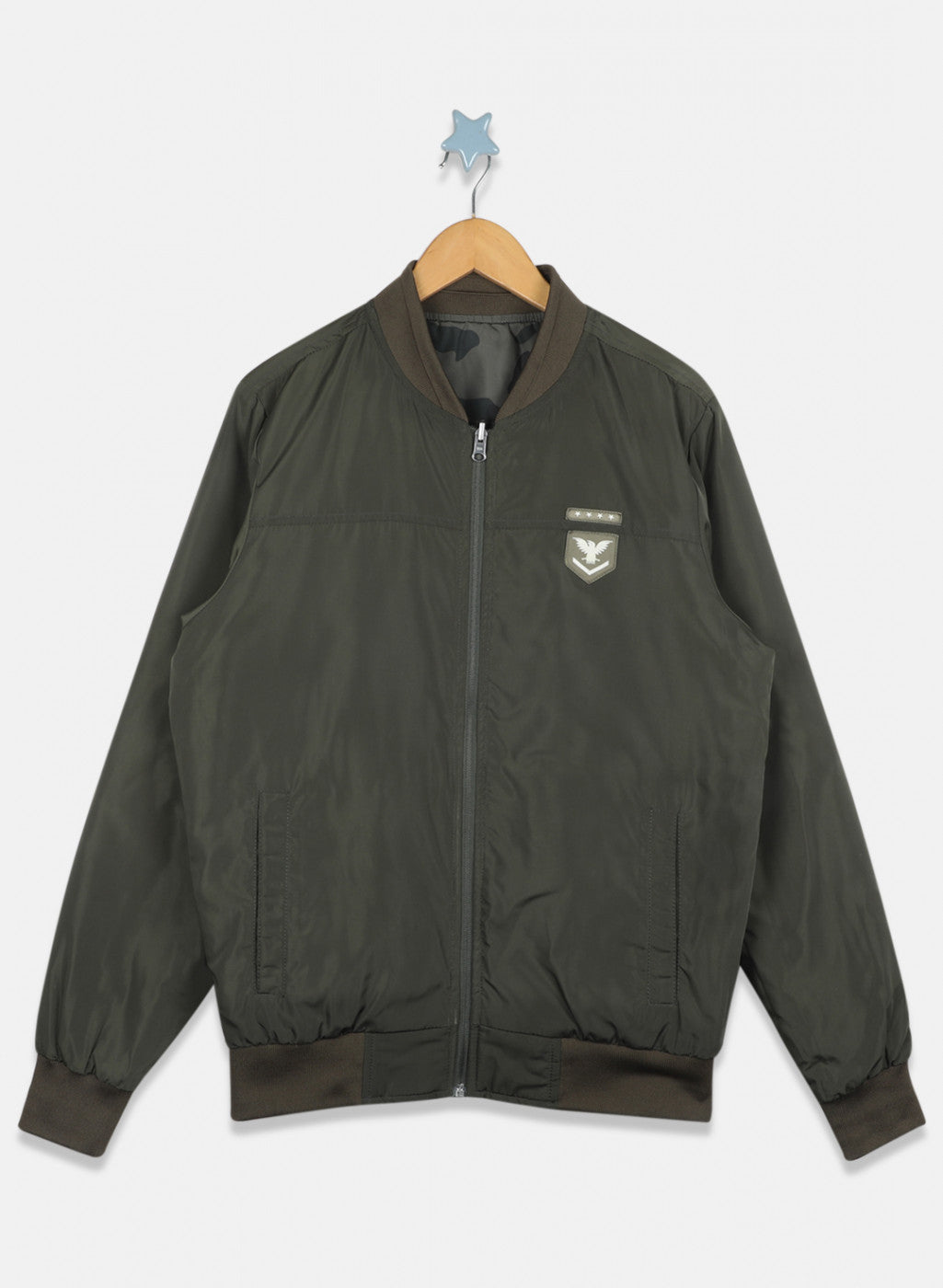 Men Olive Printed Jacket