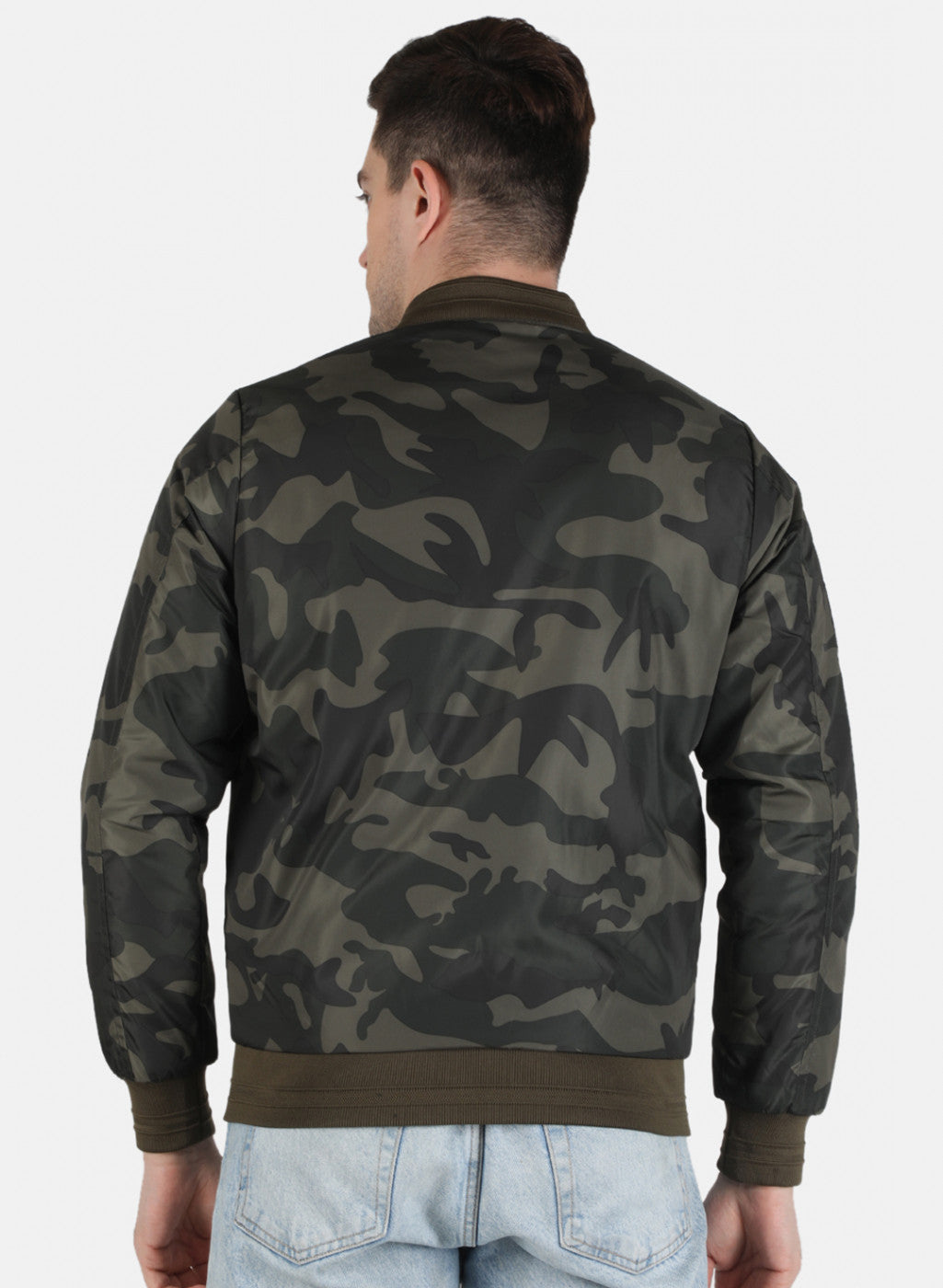 Men Olive Printed Jacket