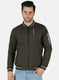 Men Olive Solid Jacket