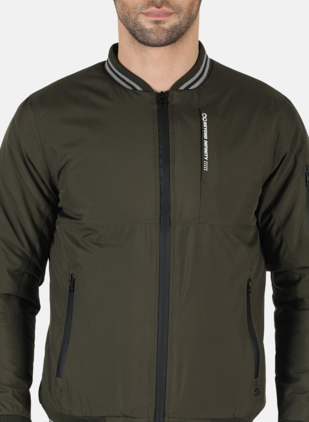 Men Olive Solid Jacket