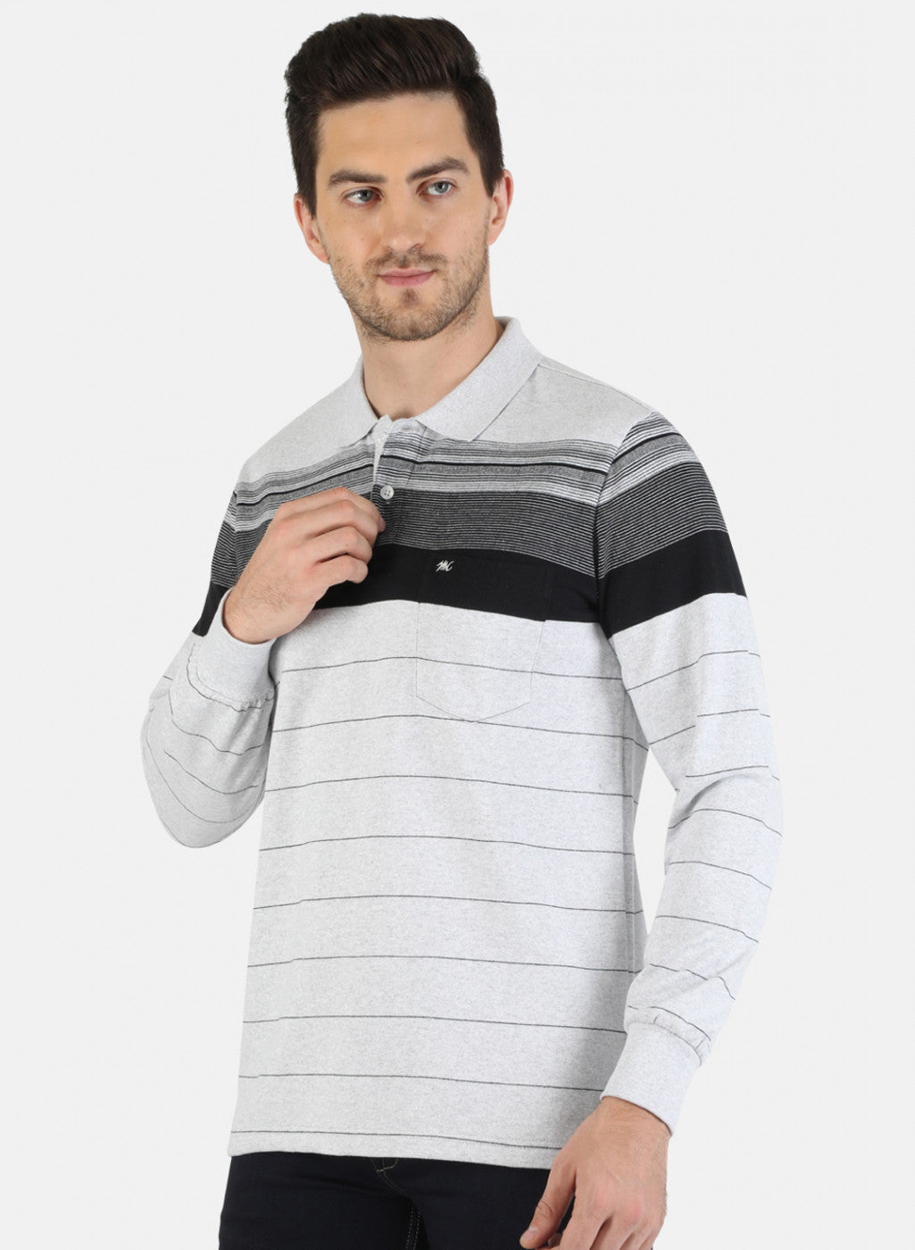 Men Grey Stripe T-Shirt