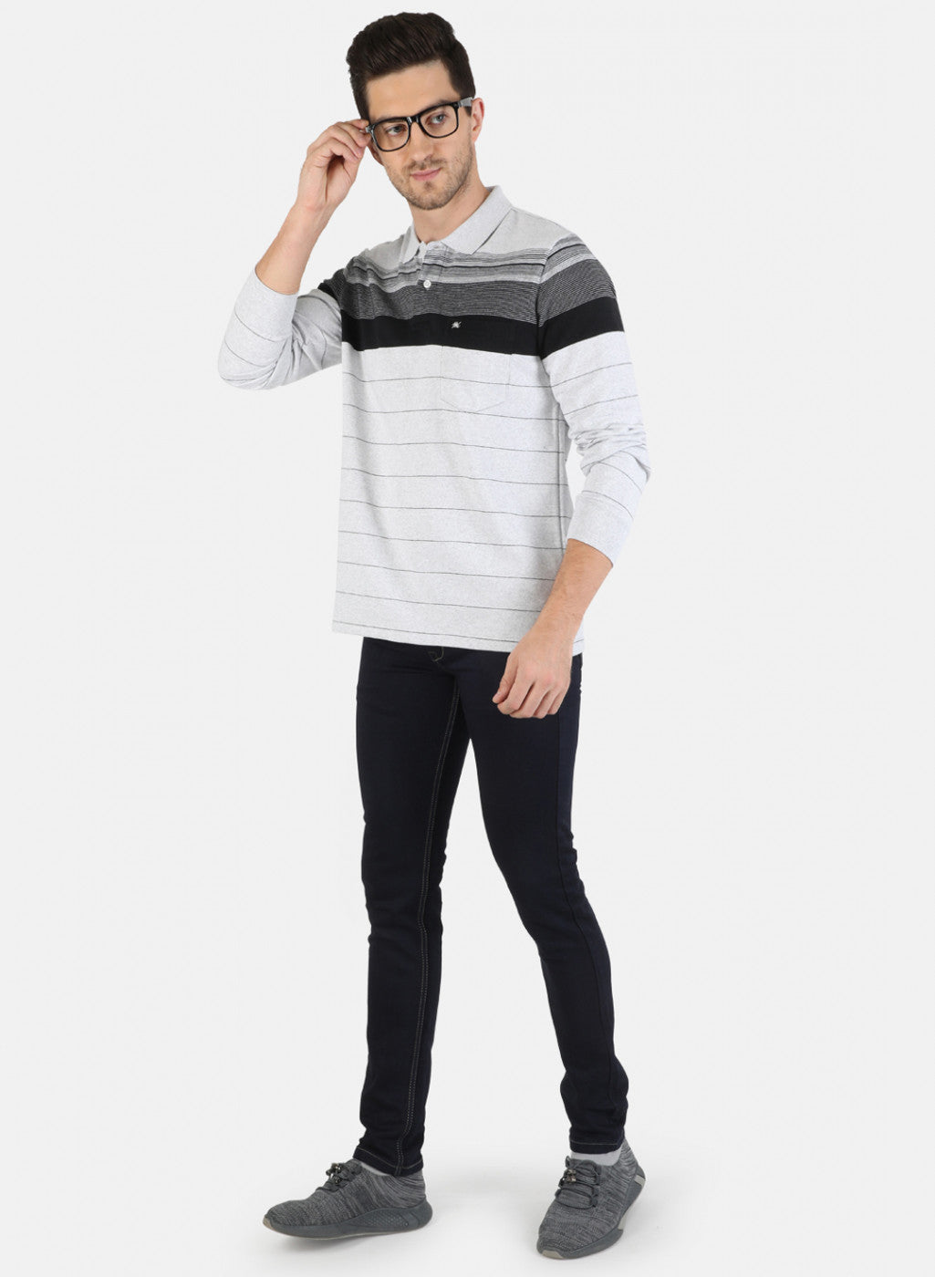 Men Grey Stripe T-Shirt