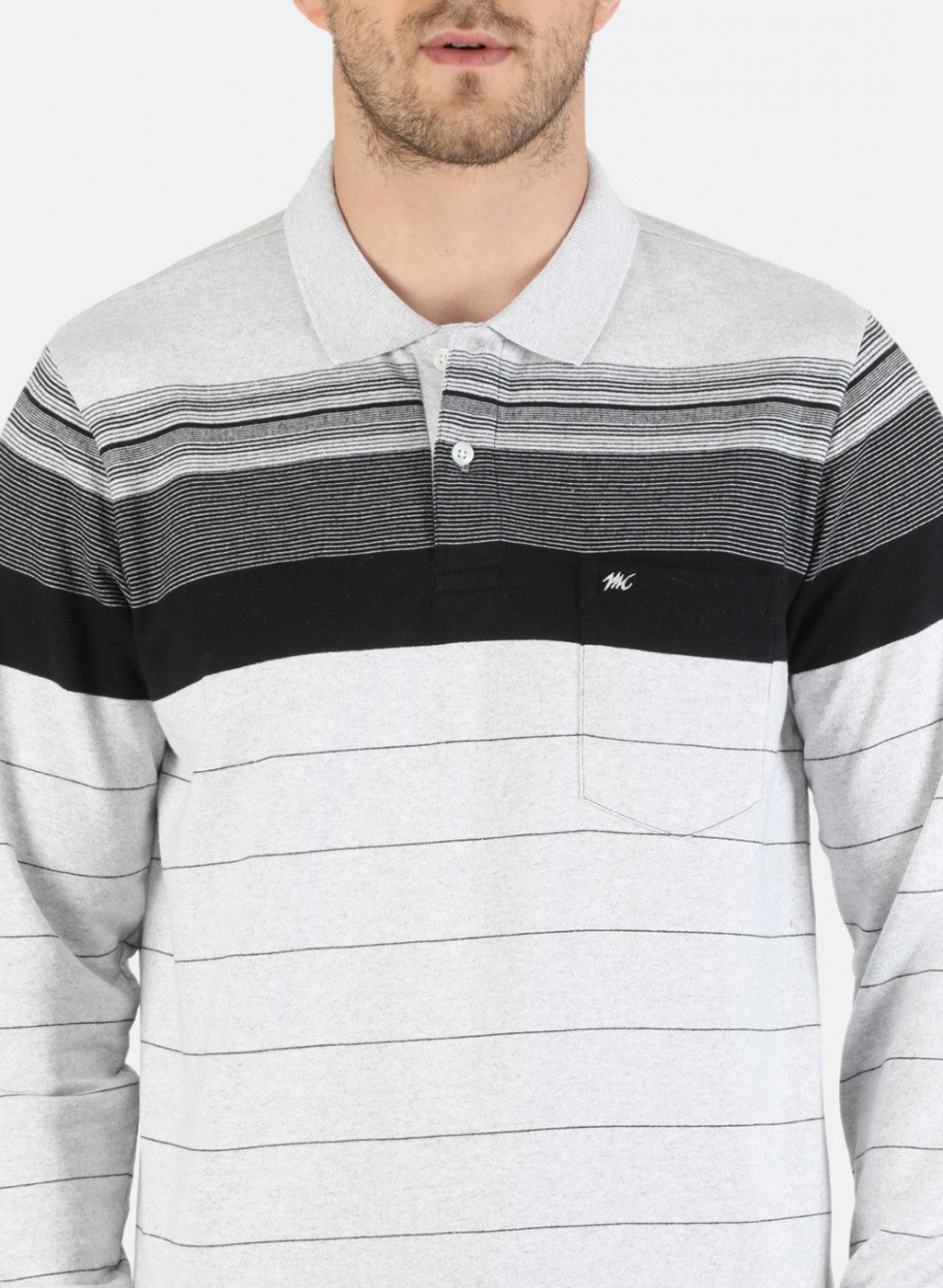 Men Grey Stripe T-Shirt