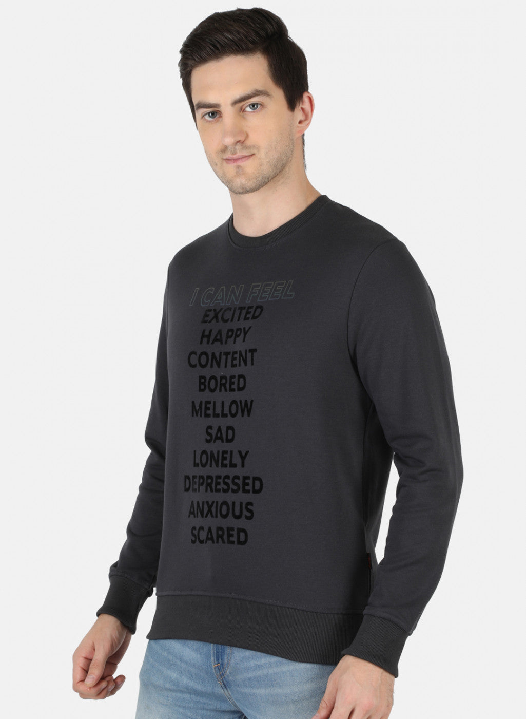 Men Grey Printed Sweatshirt