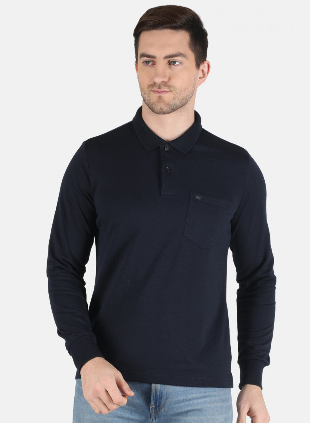 Men NAvy Blue Solid T-Shirt