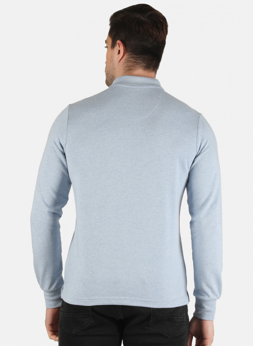 Men Sky Blue Solid T-Shirt