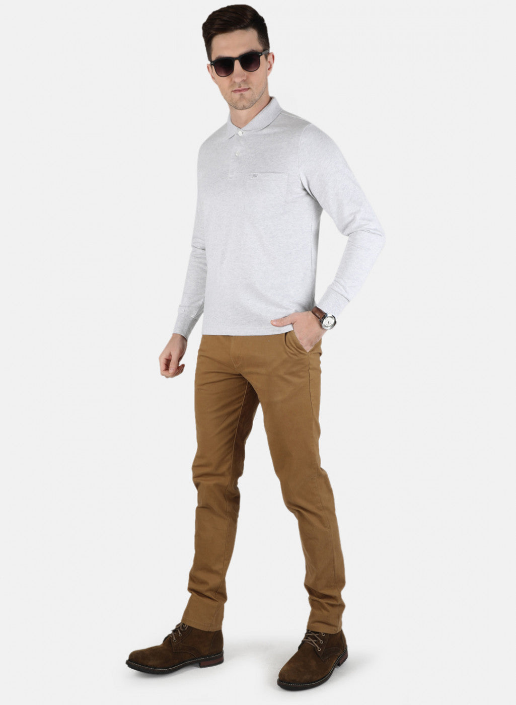 Men Grey Solid T-Shirt
