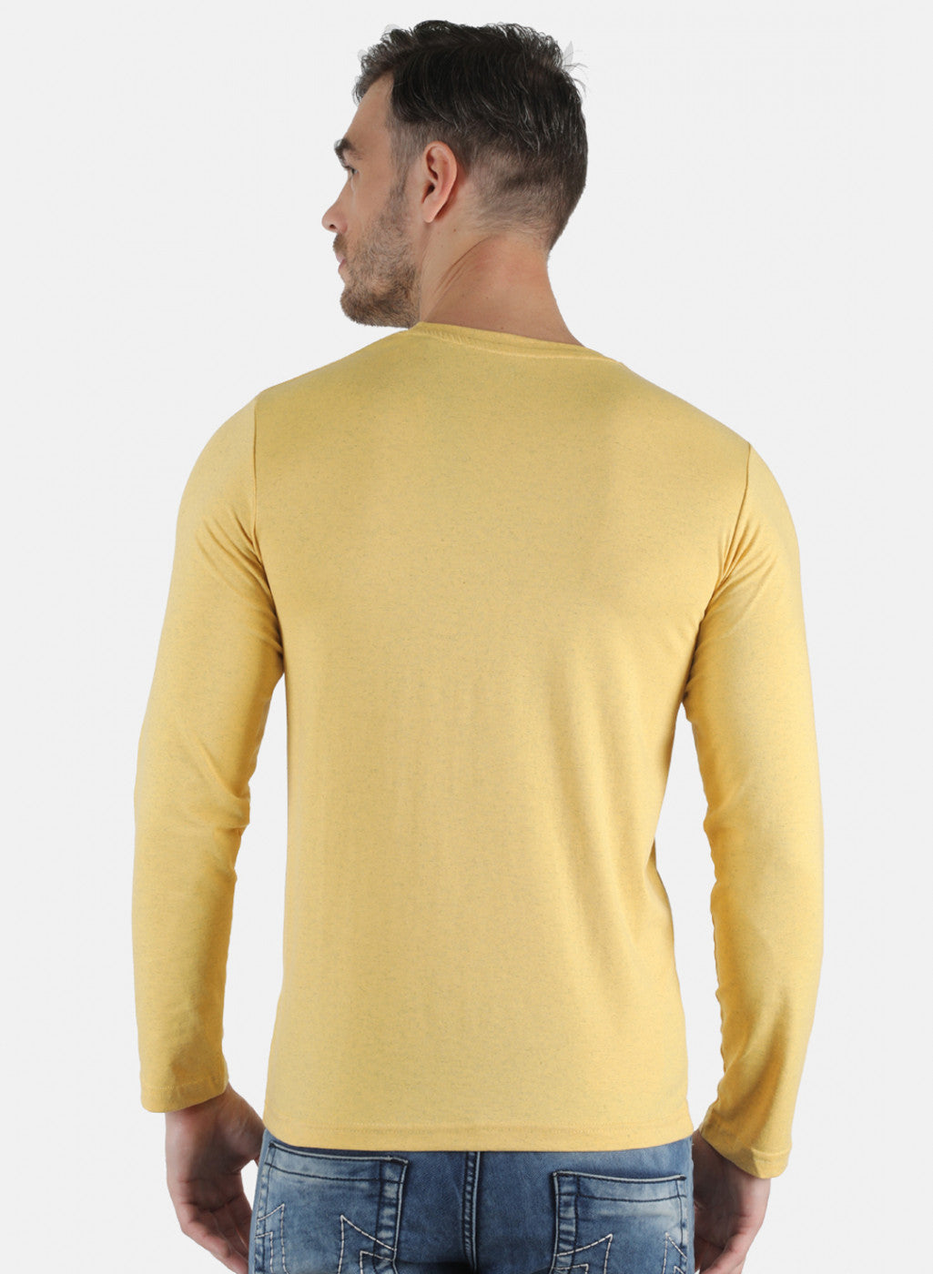 Men Yellow Solid T-Shirt