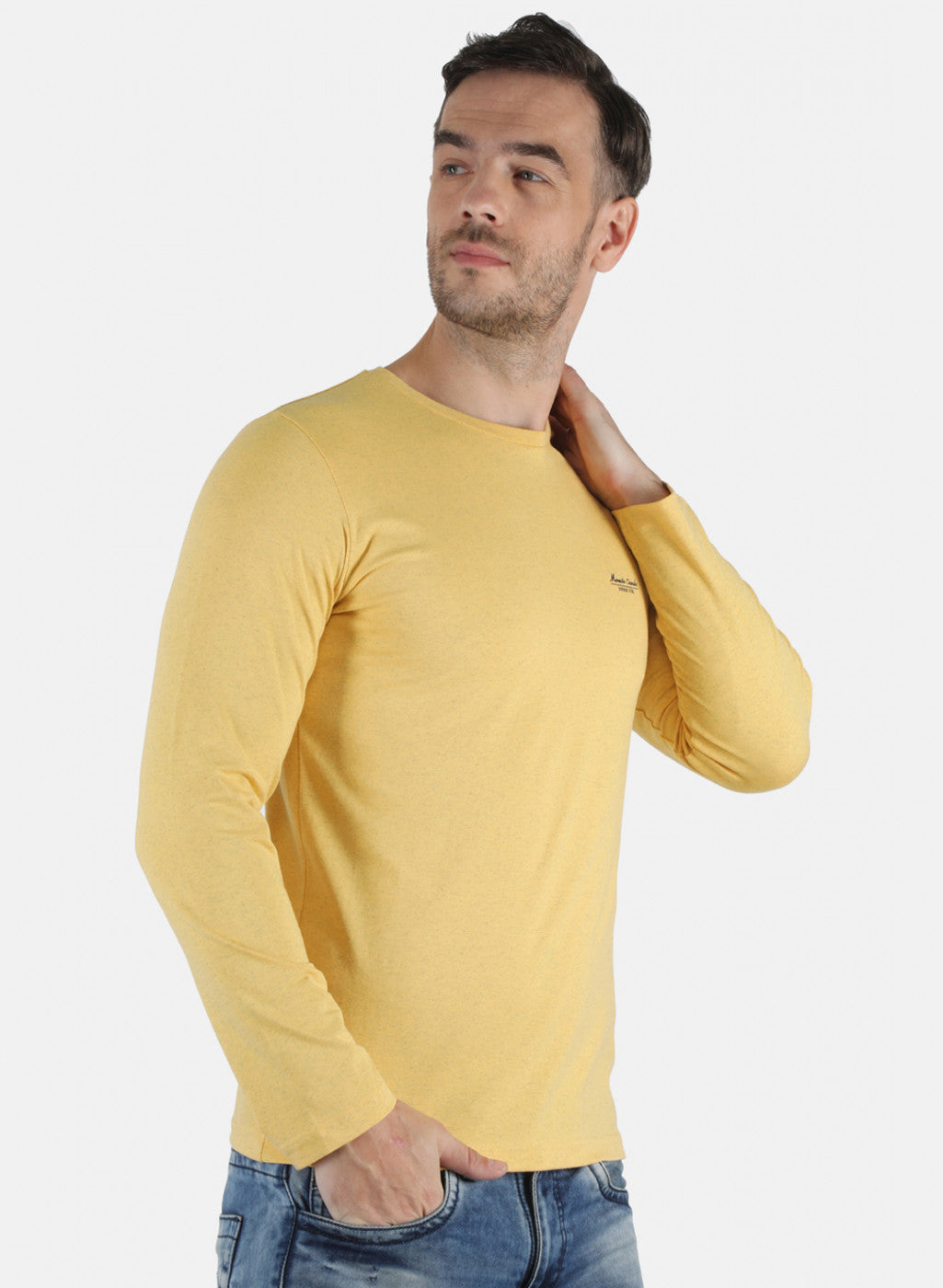 Men Yellow Solid T-Shirt