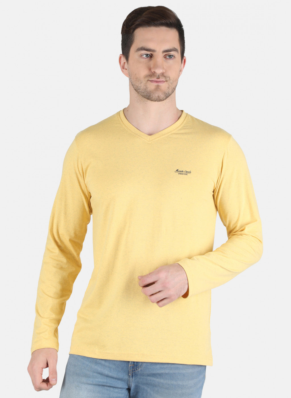Men Yellow Solid T-Shirt