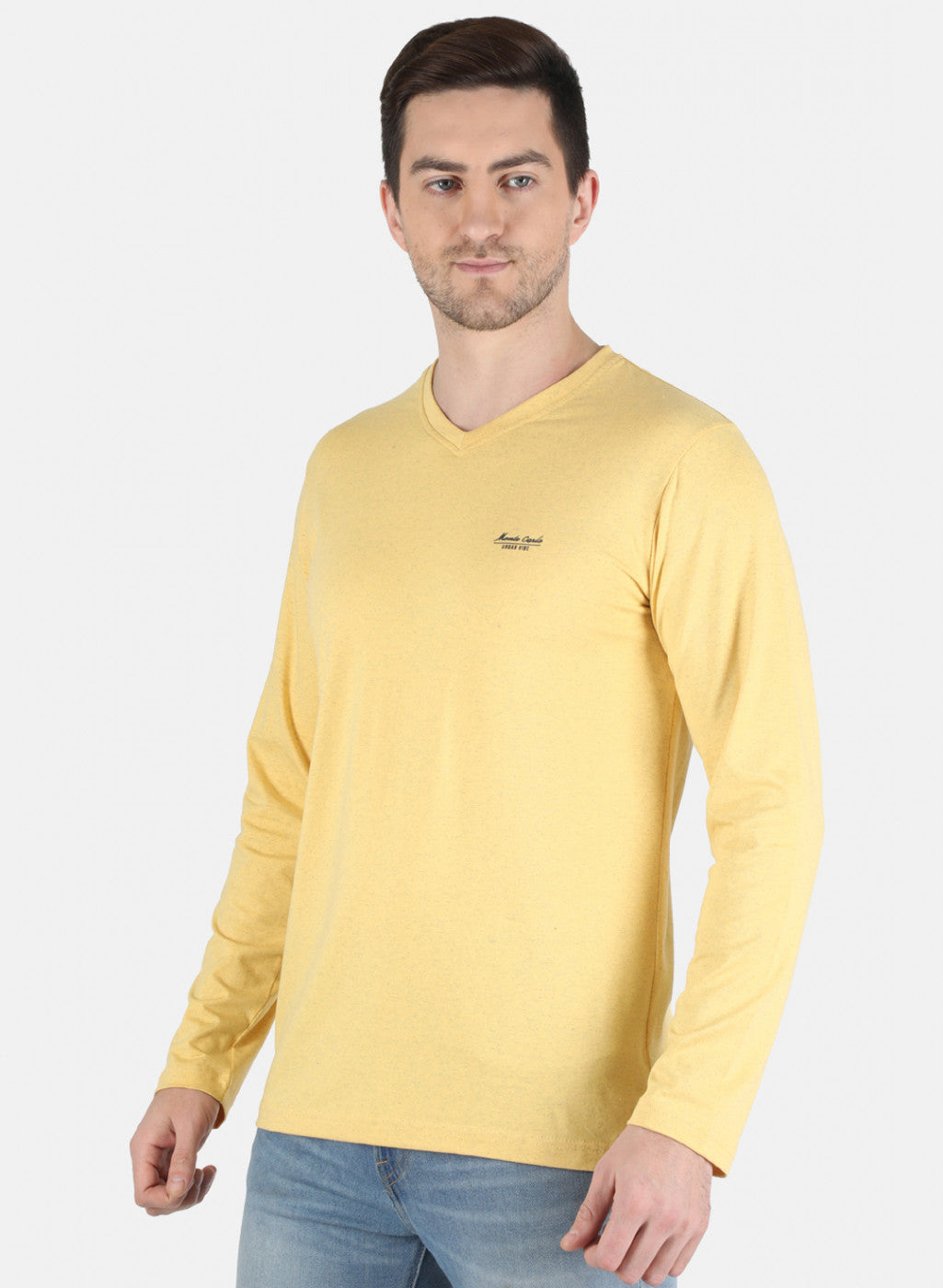 Men Yellow Solid T-Shirt
