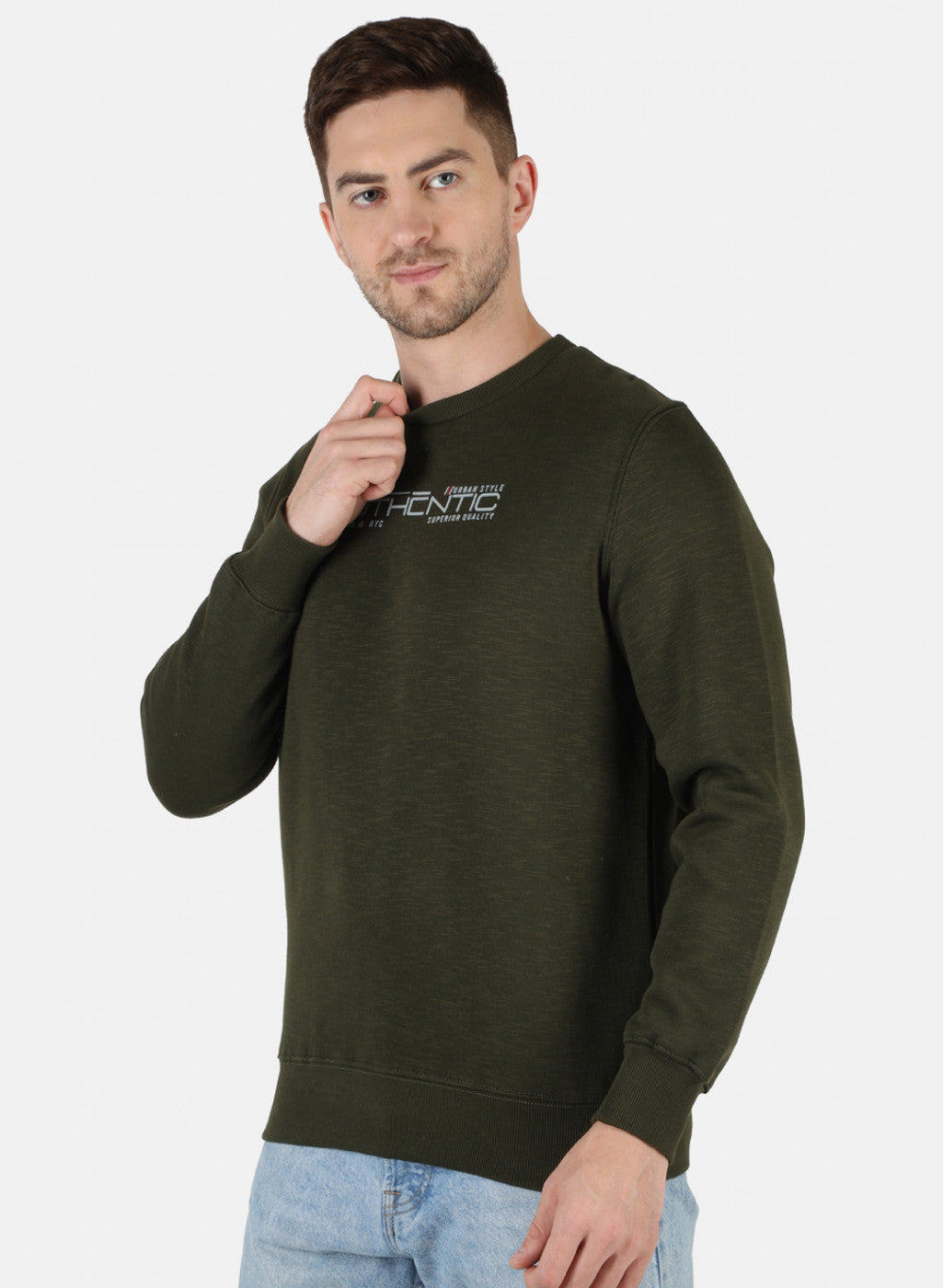 Men Olive Solid T-Shirt