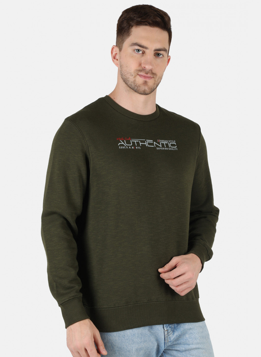 Men Olive Solid T-Shirt